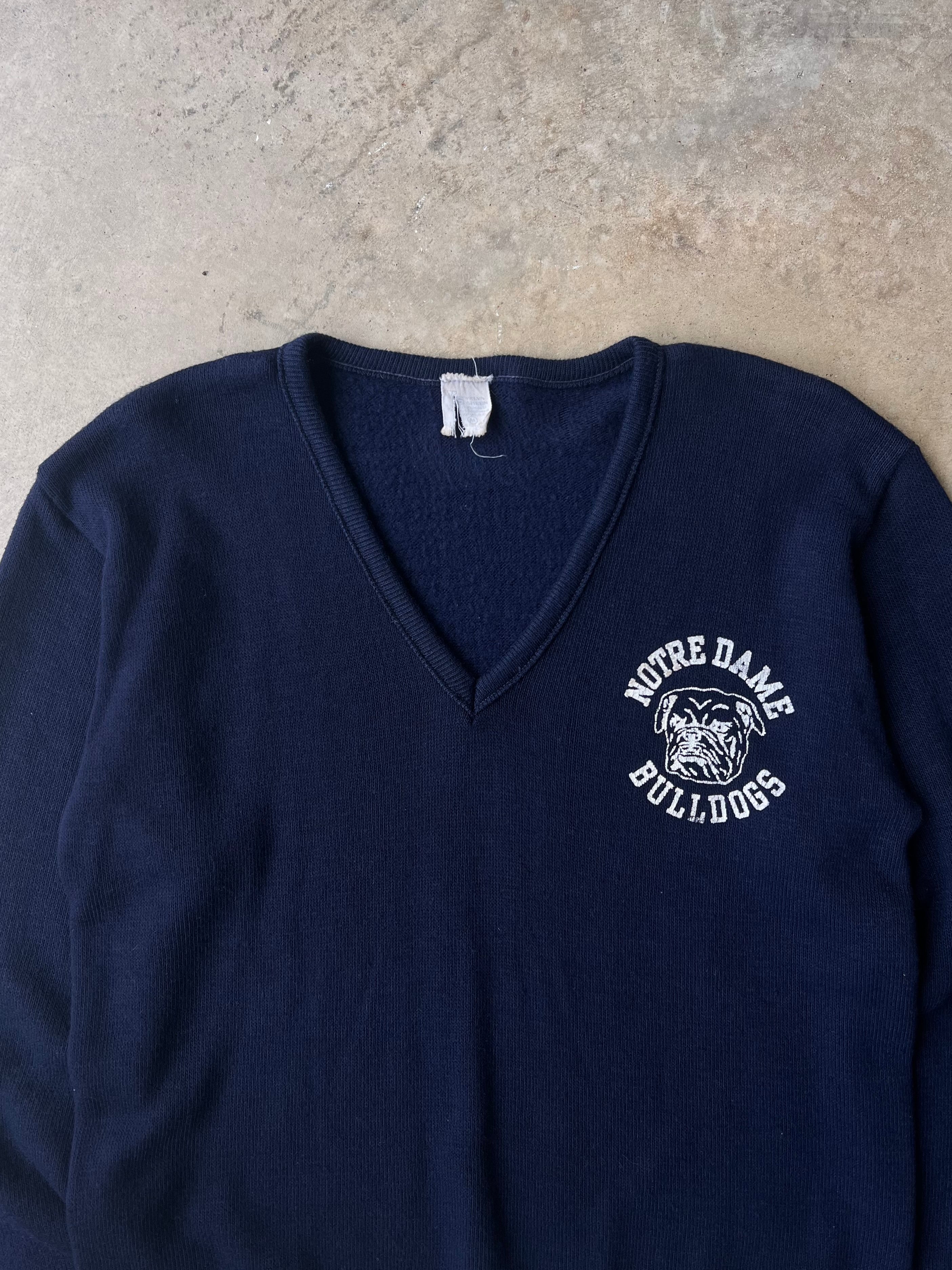 Vintage 1960s Navy Bulldogs V-Neck Sweater - (M)