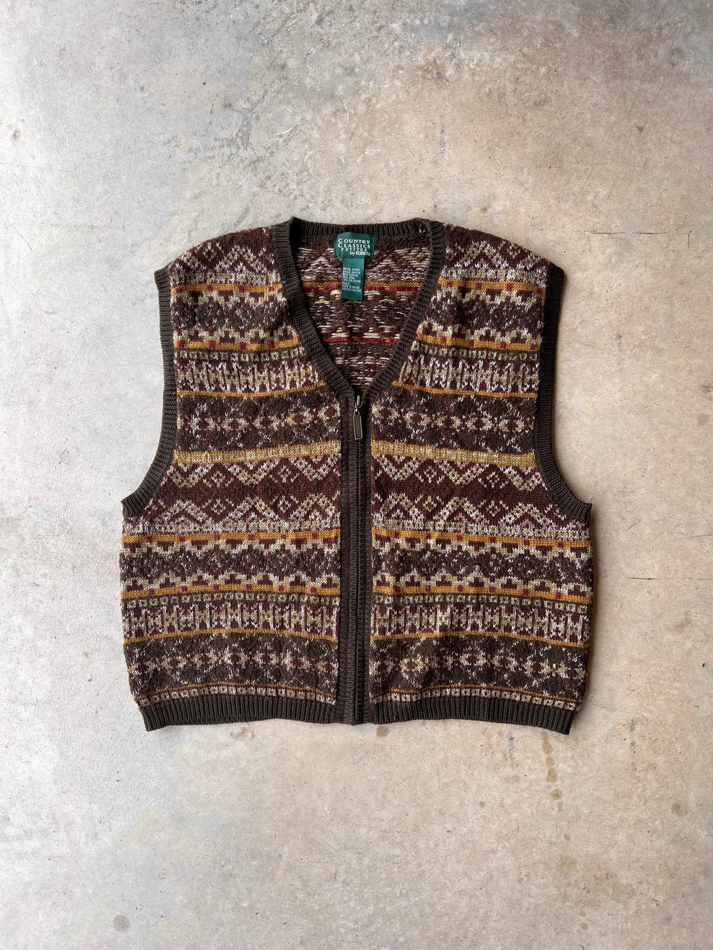 Vintage Zip-Up Sweater Vest Earth Tone - (L)