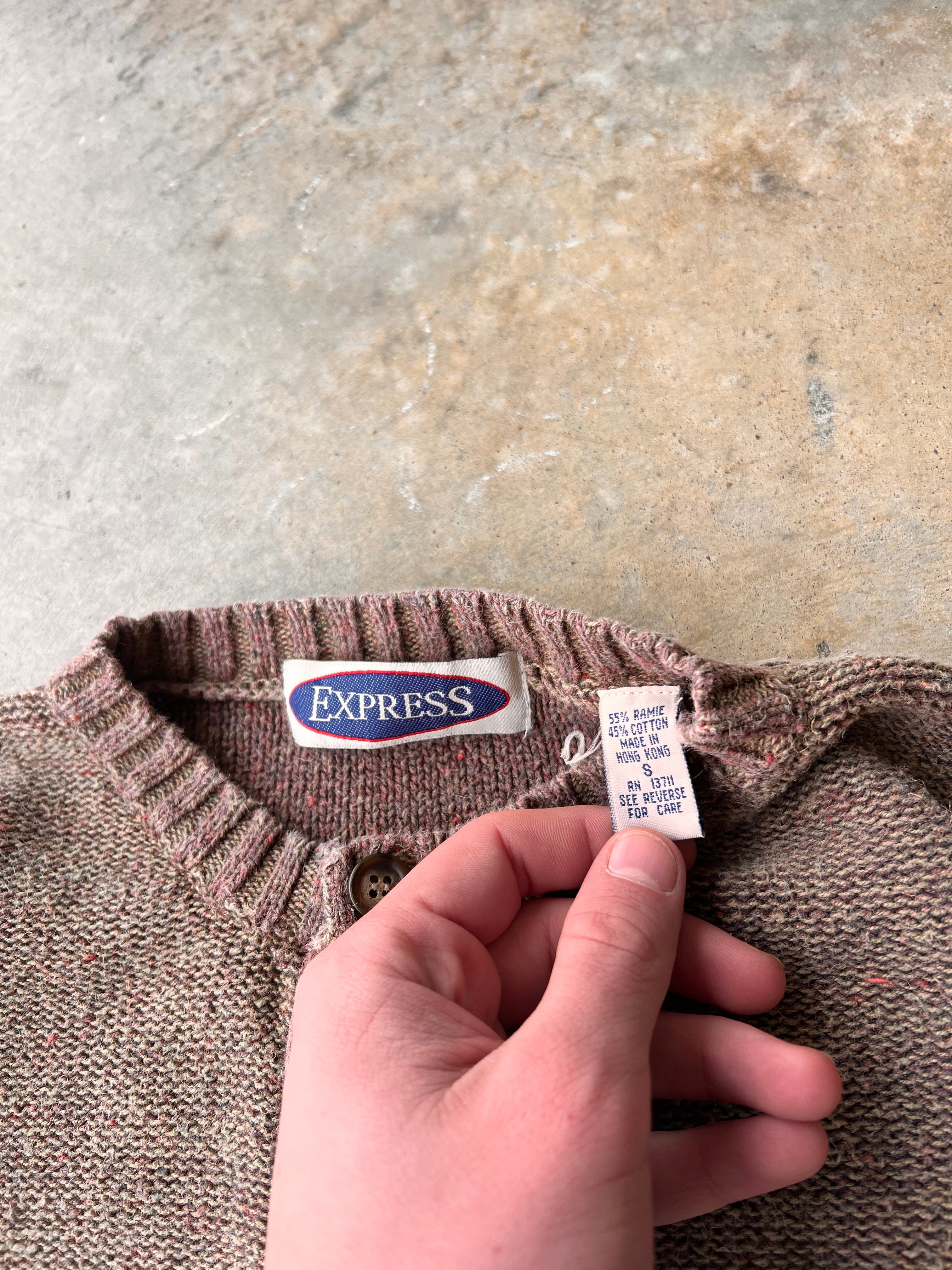 Vintage 1990s Henley Earth Tone Sweater - (S)