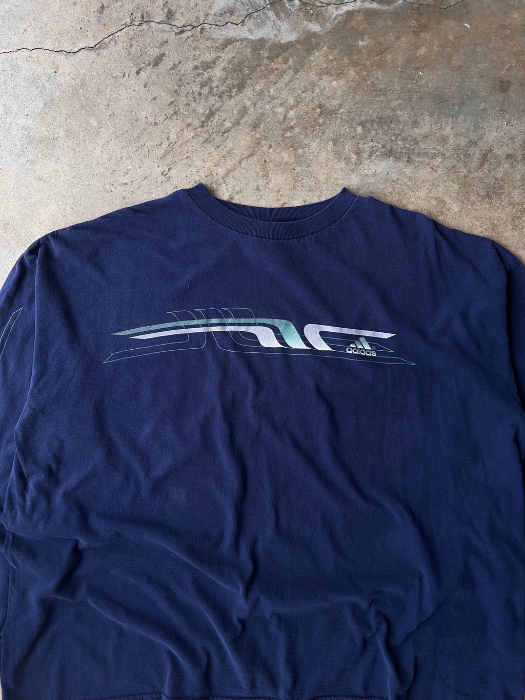 Vintage 1990s Navy Adidas Long Sleeve Shirt - (XL)