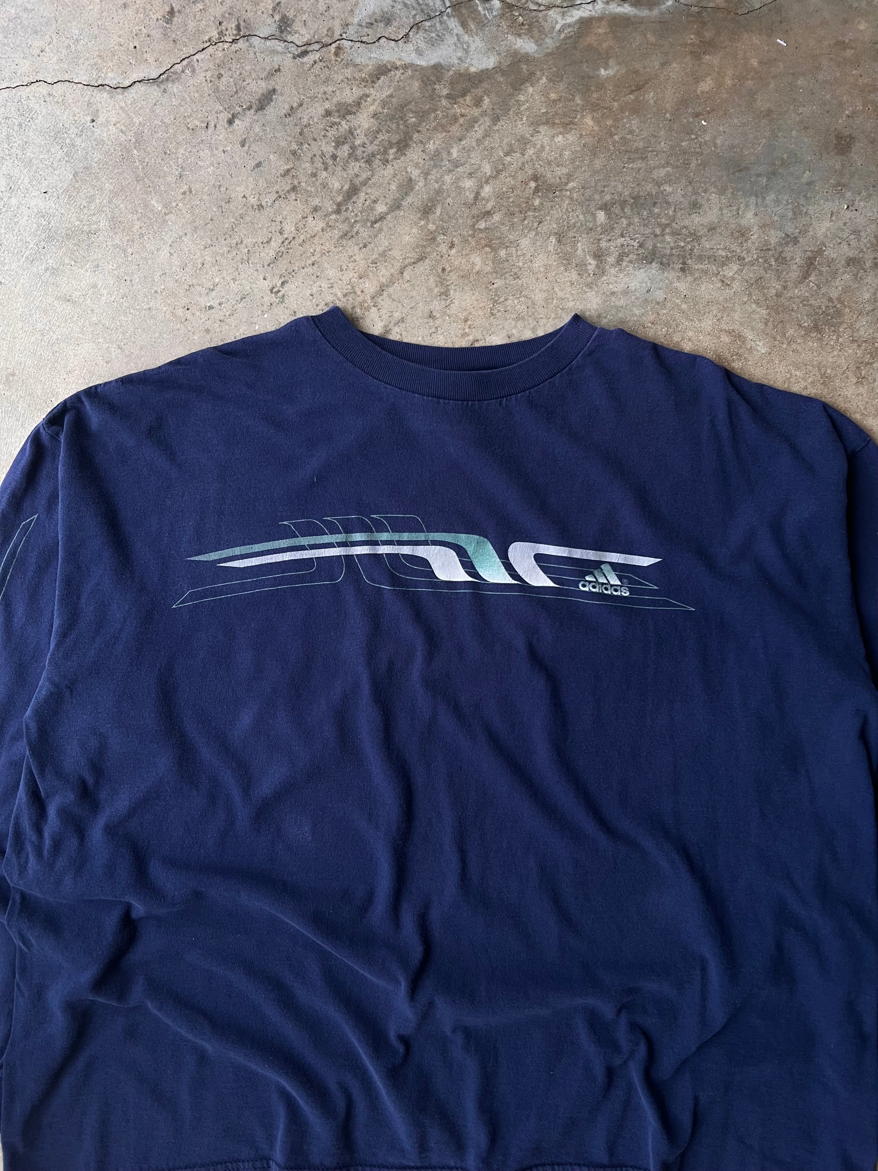 Vintage 1990s Navy Adidas Long Sleeve Shirt - (XL)