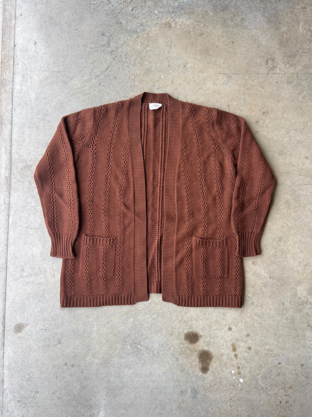 Vintage 1970s Brown Earth Tone Cardigan - (M)