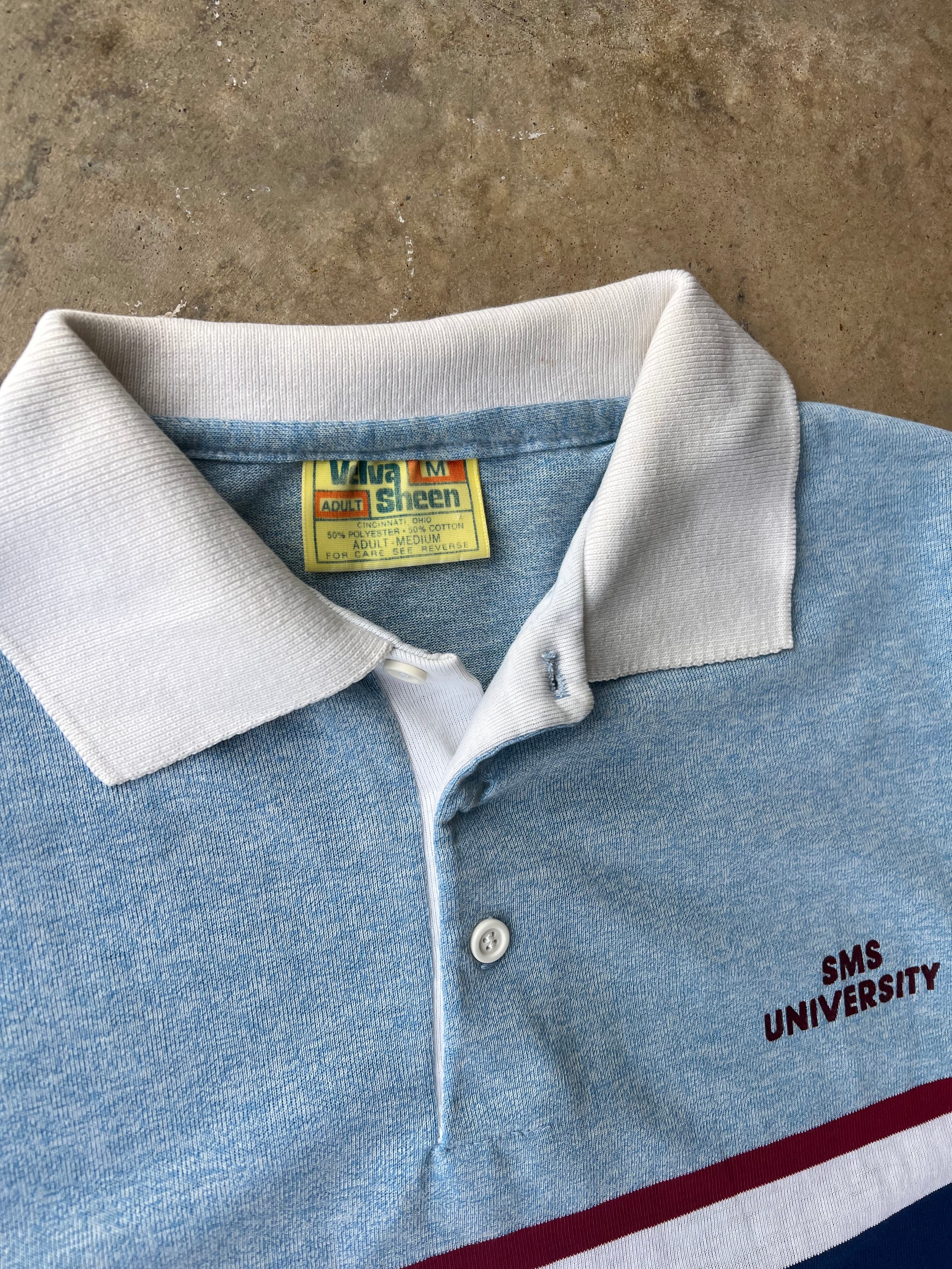 Vintage 1970s SMSU Striped Polo - (M)