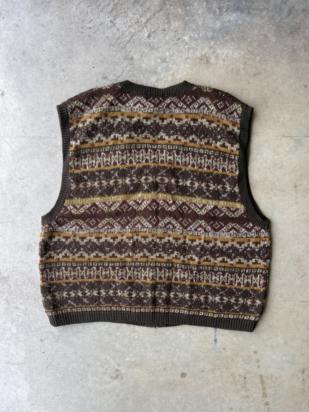 Vintage Zip-Up Sweater Vest Earth Tone - (L)