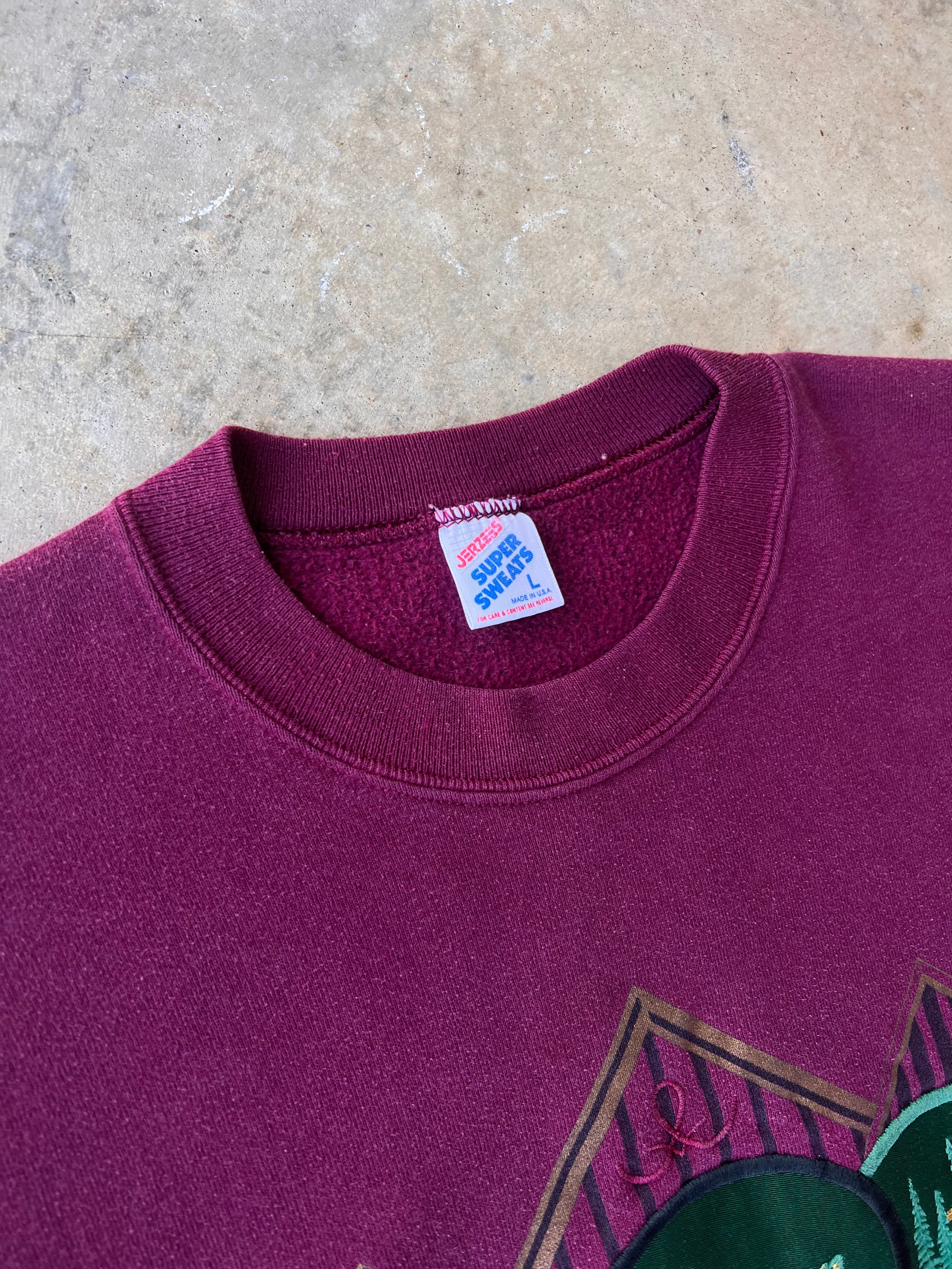 Vintage 1990s Branson Burgundy Embroidered Sweatshirt - (L)