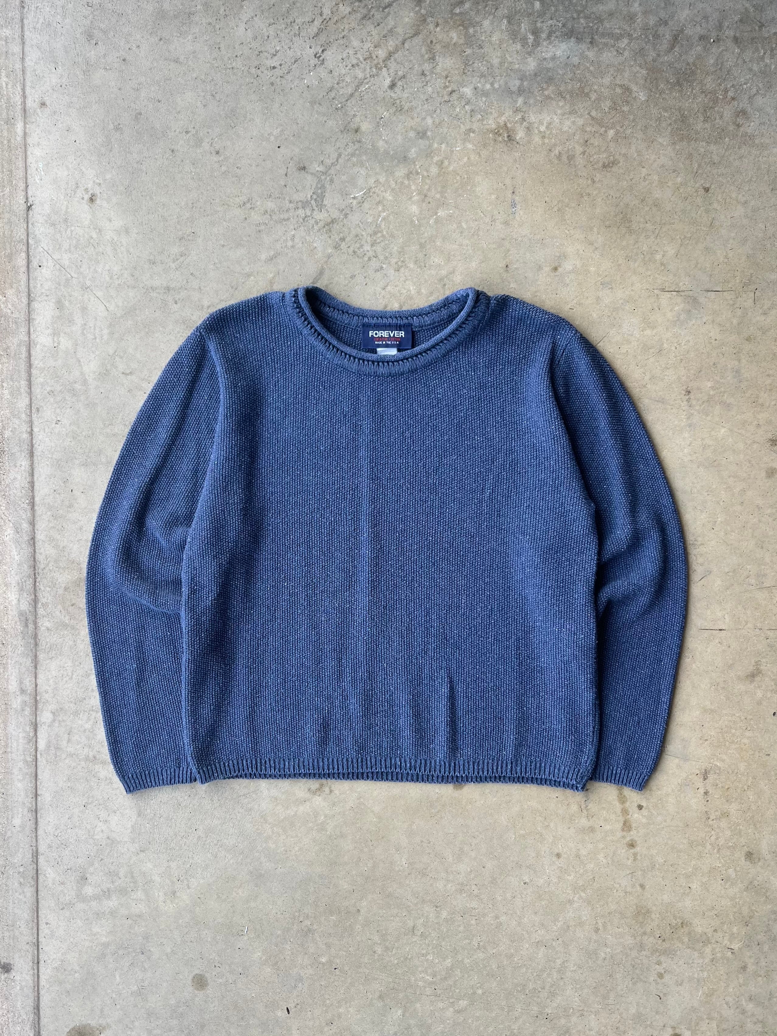 Vintage 1990s Blue Roll Neck Sweater - (M)
