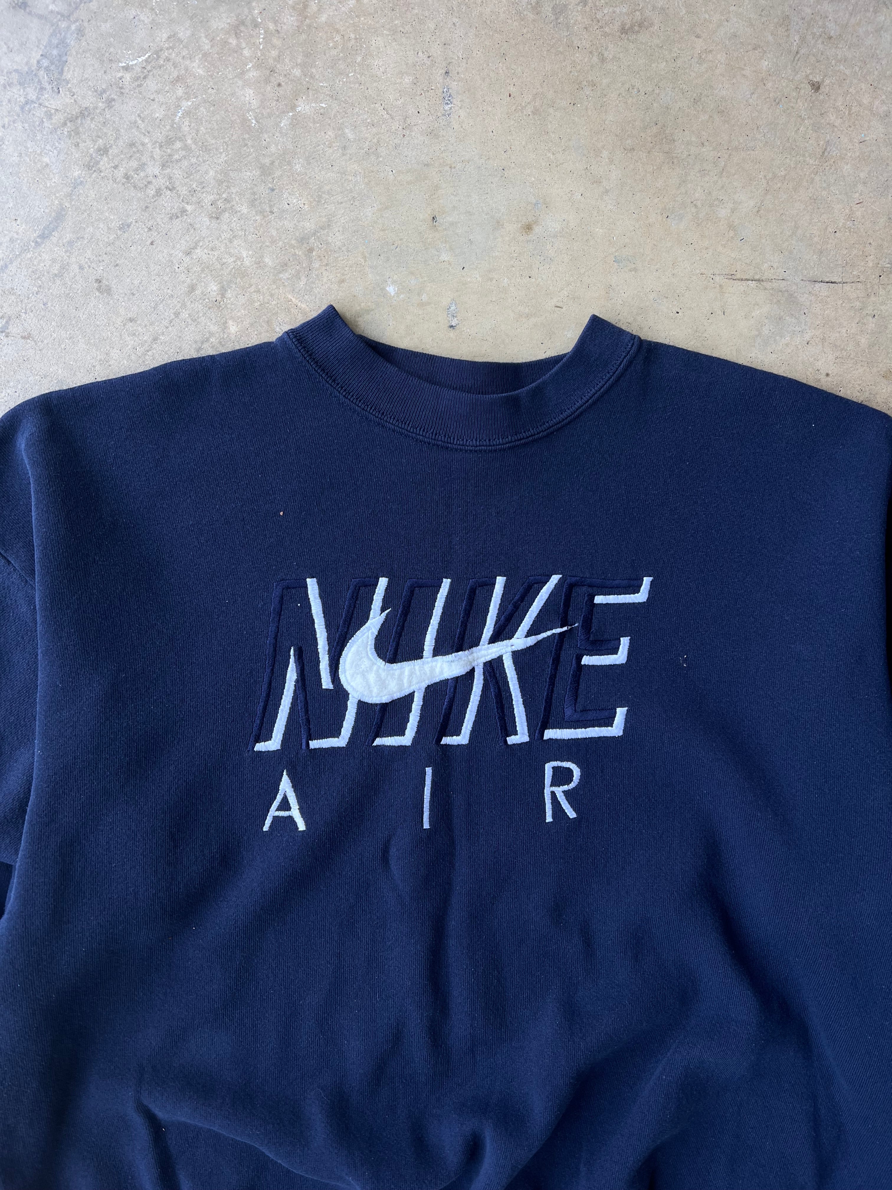 Vintage 1990s Navy Nike Embroidered Sweatshirt - (XL)