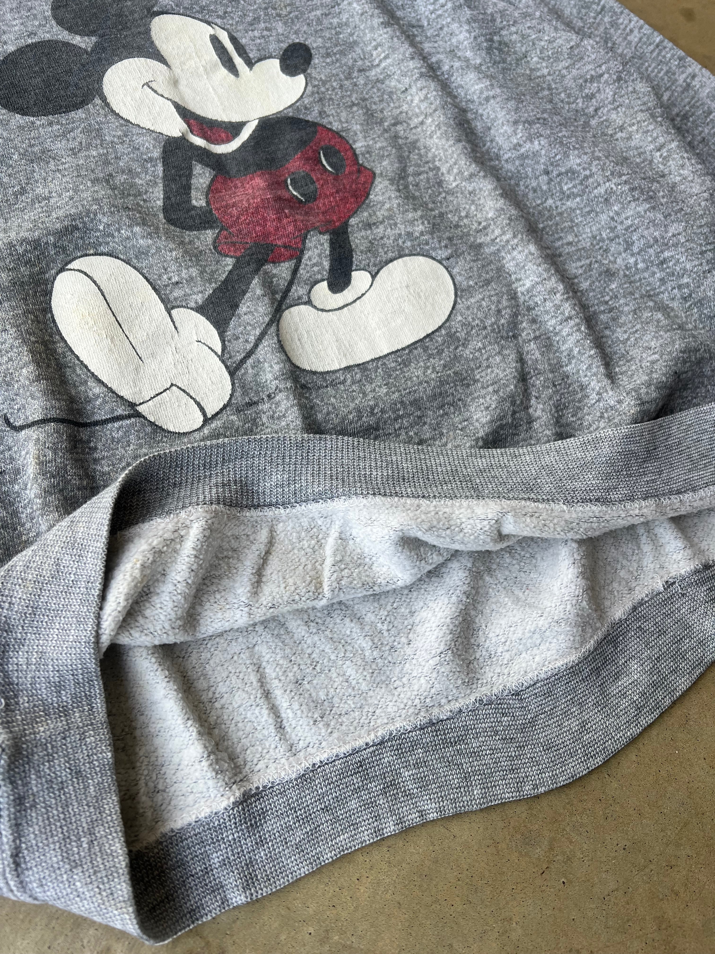 Vintage 1970s Mickey Mouse Grey Raglan Sweatshirt - (S)