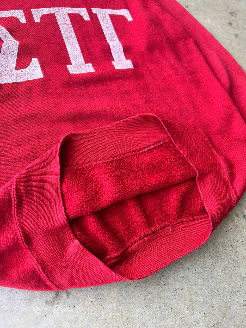 Vintage 1950s Sig Tau Gamma Red Faded Sweatshirt - (L)