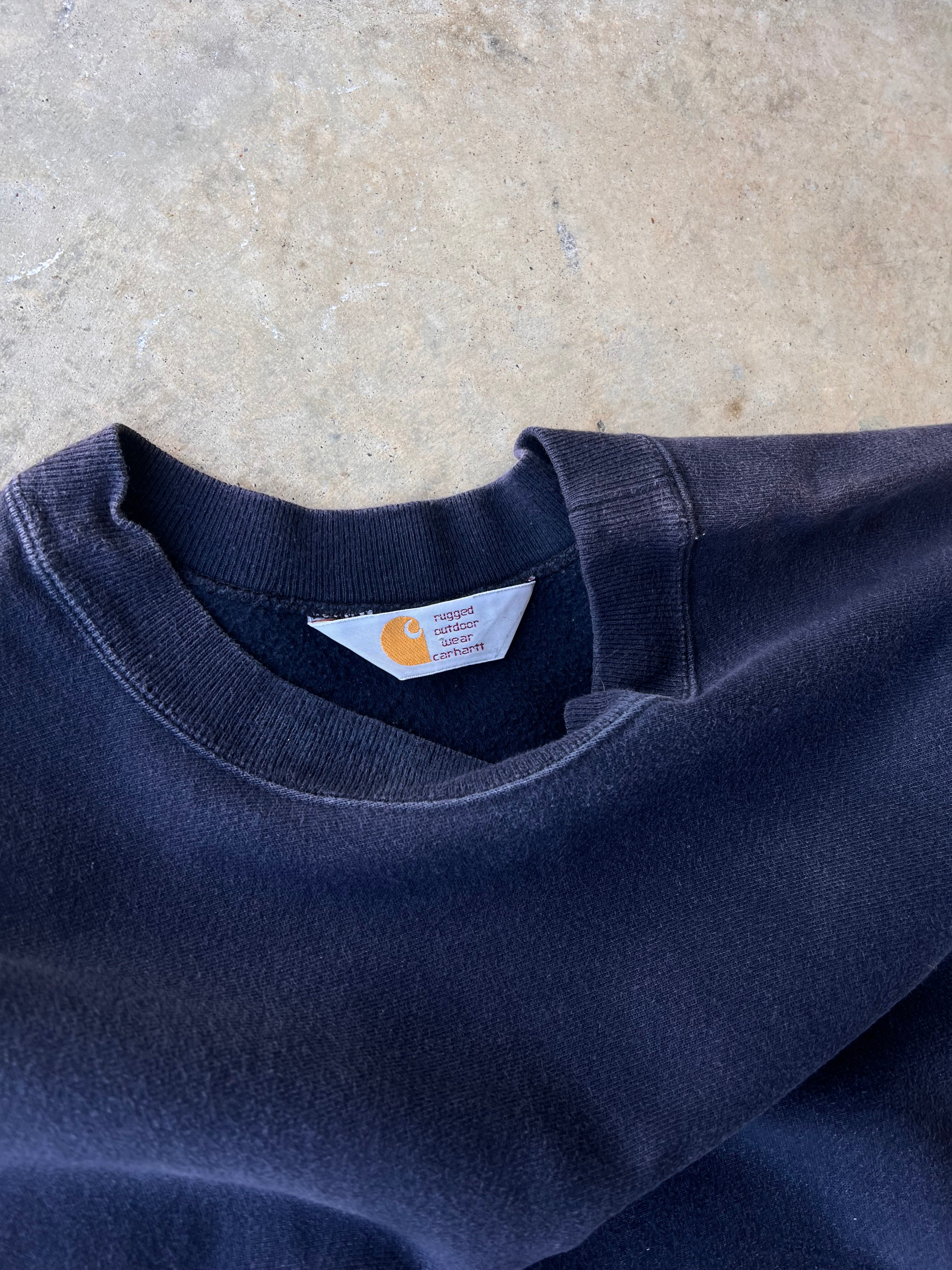 Vintage 1990s Carhartt Navy Embroidered Reverse Weave Sweatshirt - (XL)