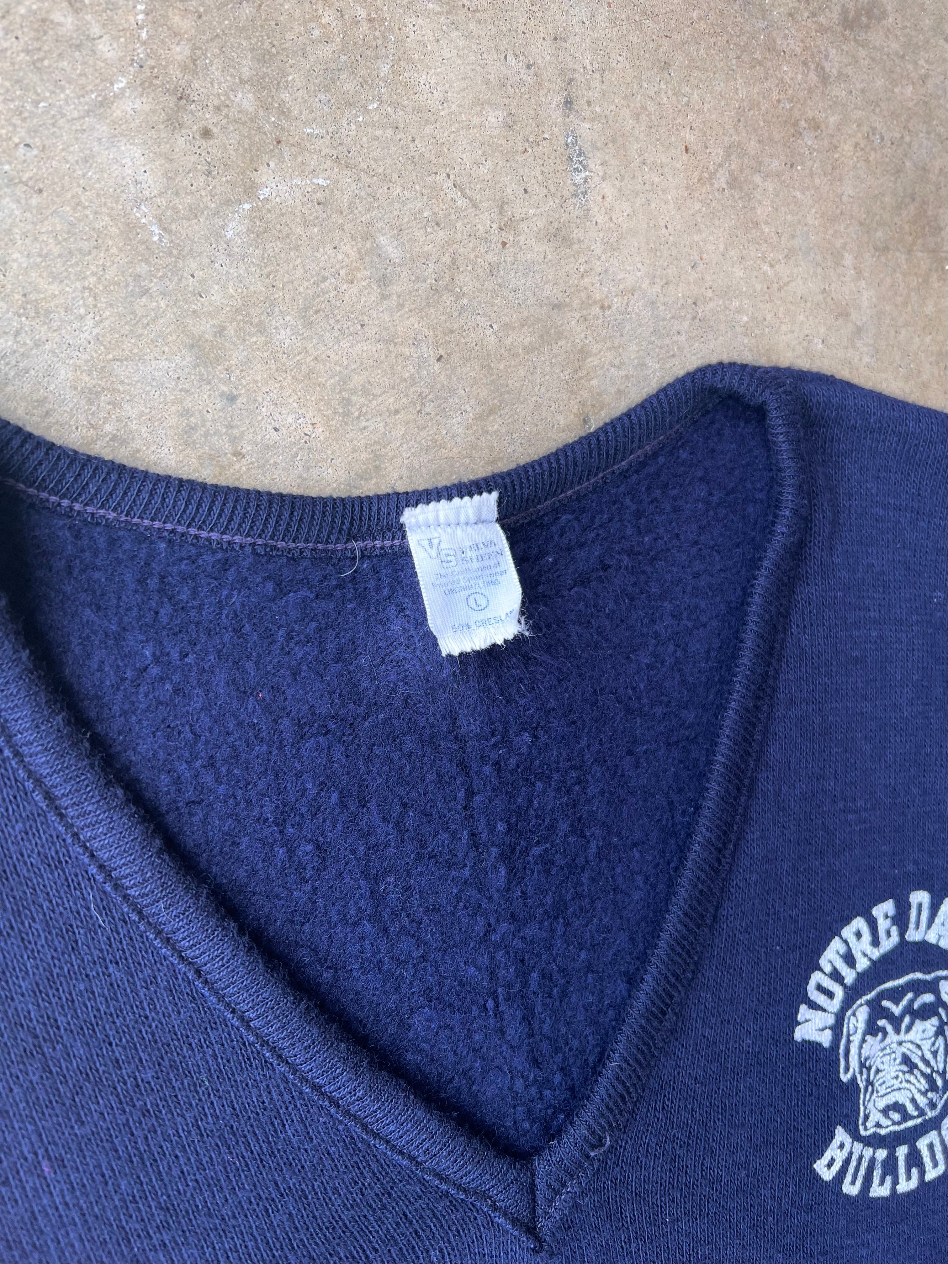 Vintage 1960s Navy Bulldogs V-Neck Sweater - (L)
