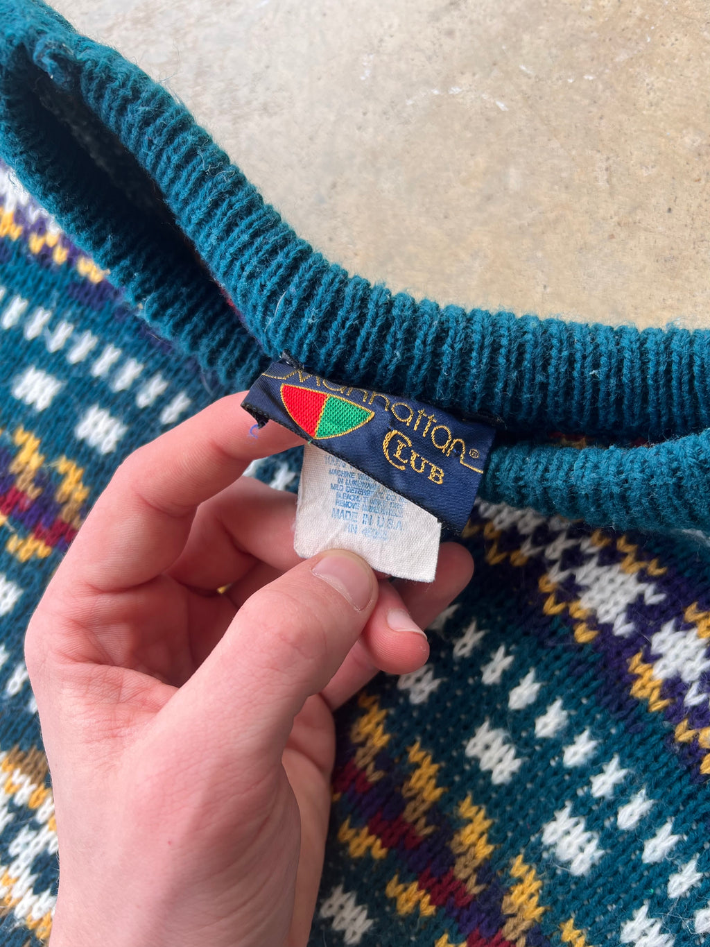 Vintage Patterned Earth Tone Sweater - (XL)