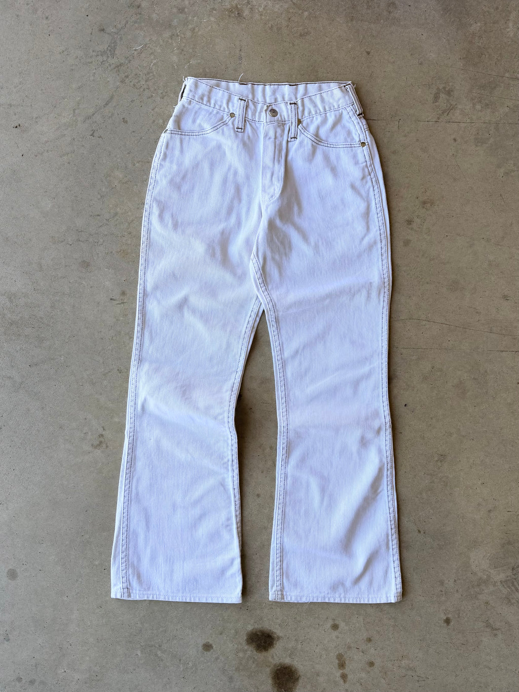 Vintage 1970s White Bellbottoms Pants - (24)