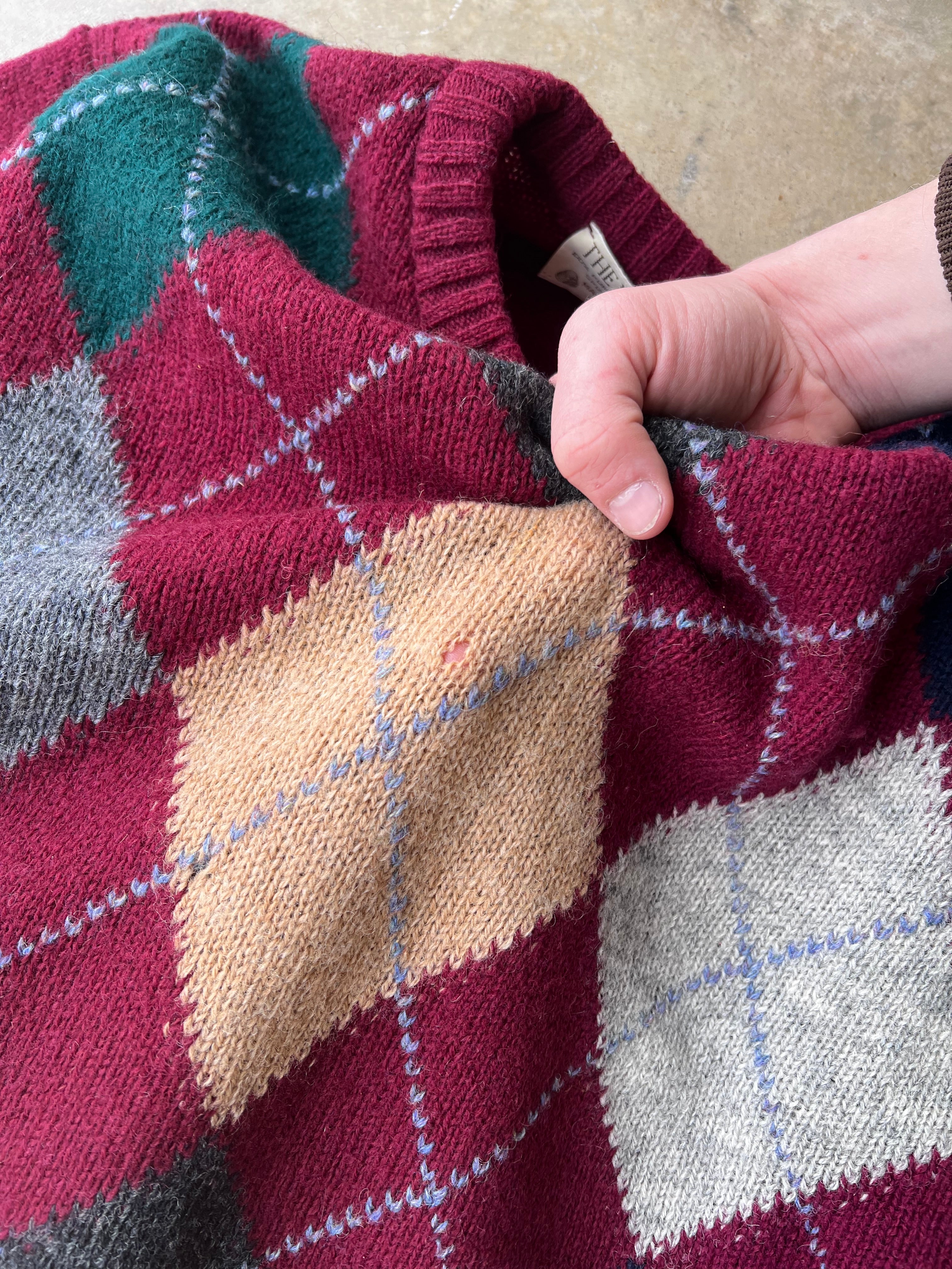 Vintage 1980s Argyle Shetland Wool Sweater - (M)