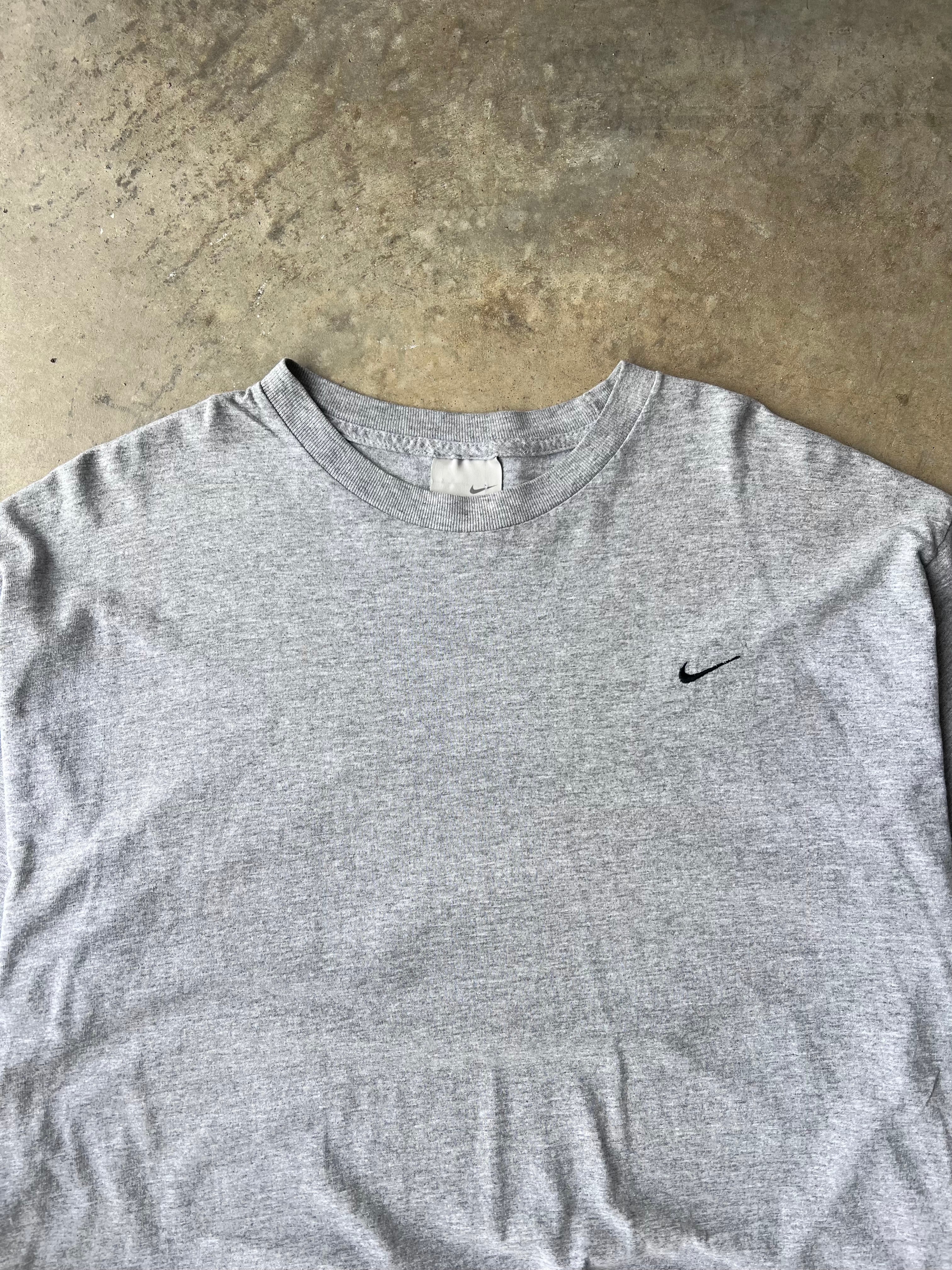 Vintage 00s Grey Nike Side Check T-Shirt - (XL)