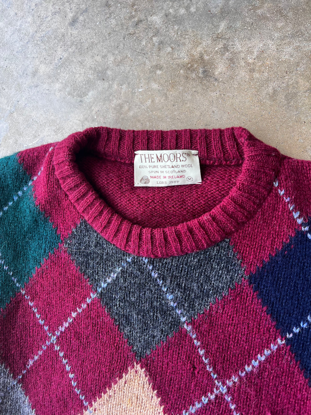 Vintage 1980s Argyle Shetland Wool Sweater - (M)