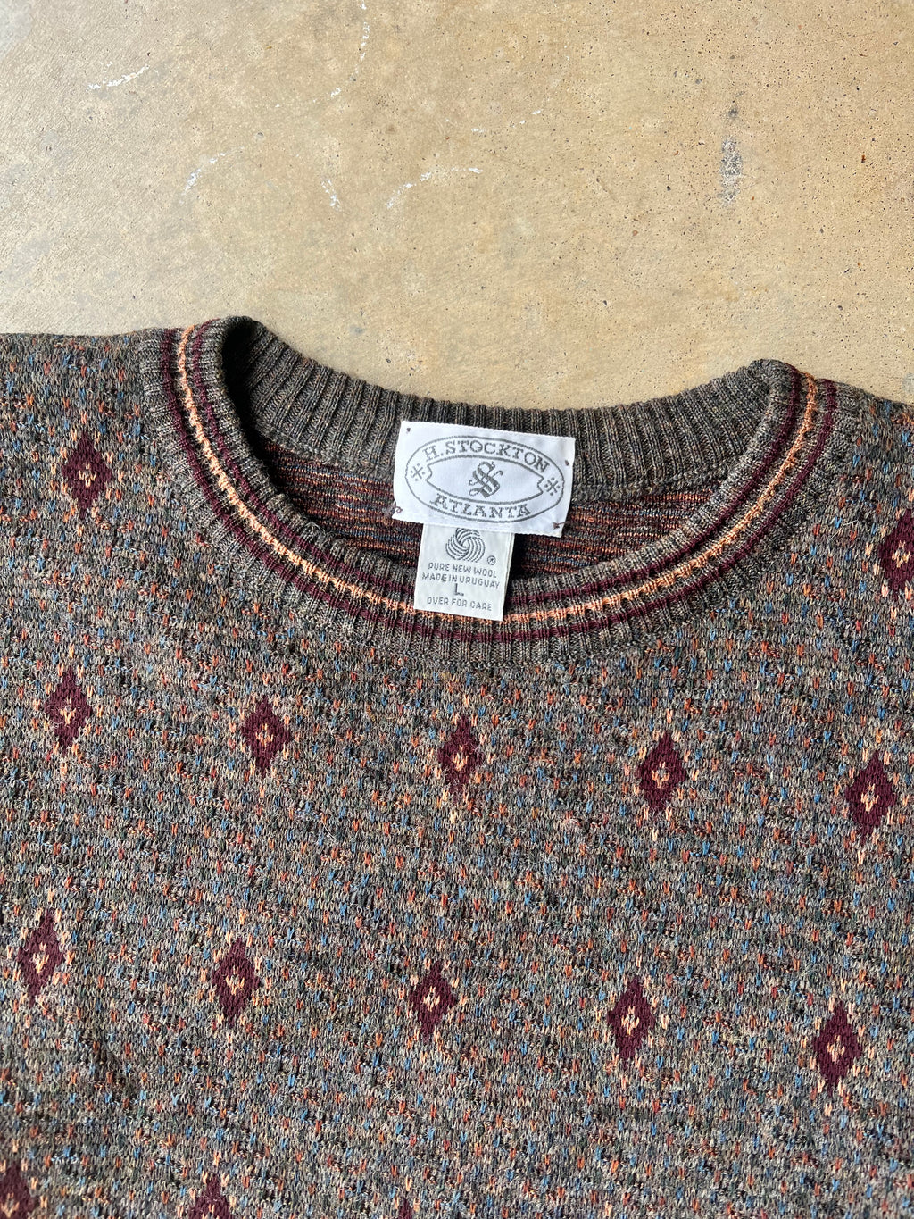 Vintage 1990s Wool Earth Tone Patterned Sweater - (L)