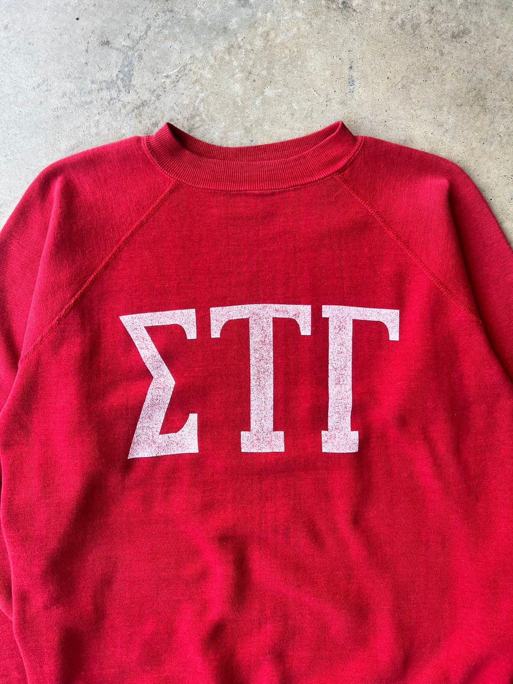 Vintage 1950s Sig Tau Gamma Red Faded Sweatshirt - (L)