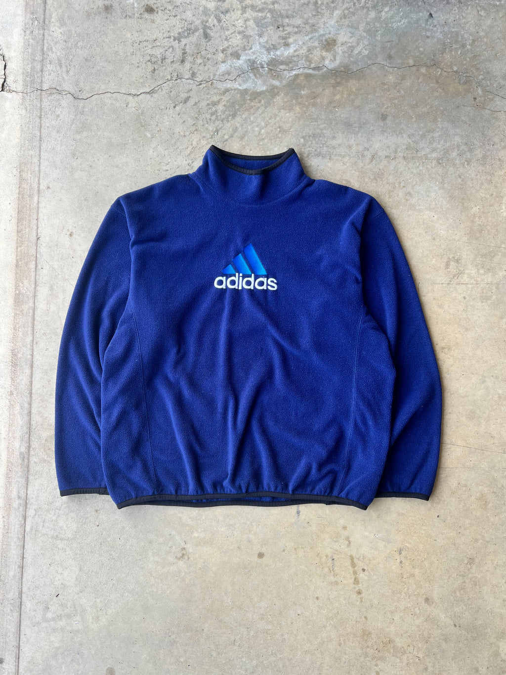 Vintage 1990s Adidas Navy Fleece Pullover - (L)