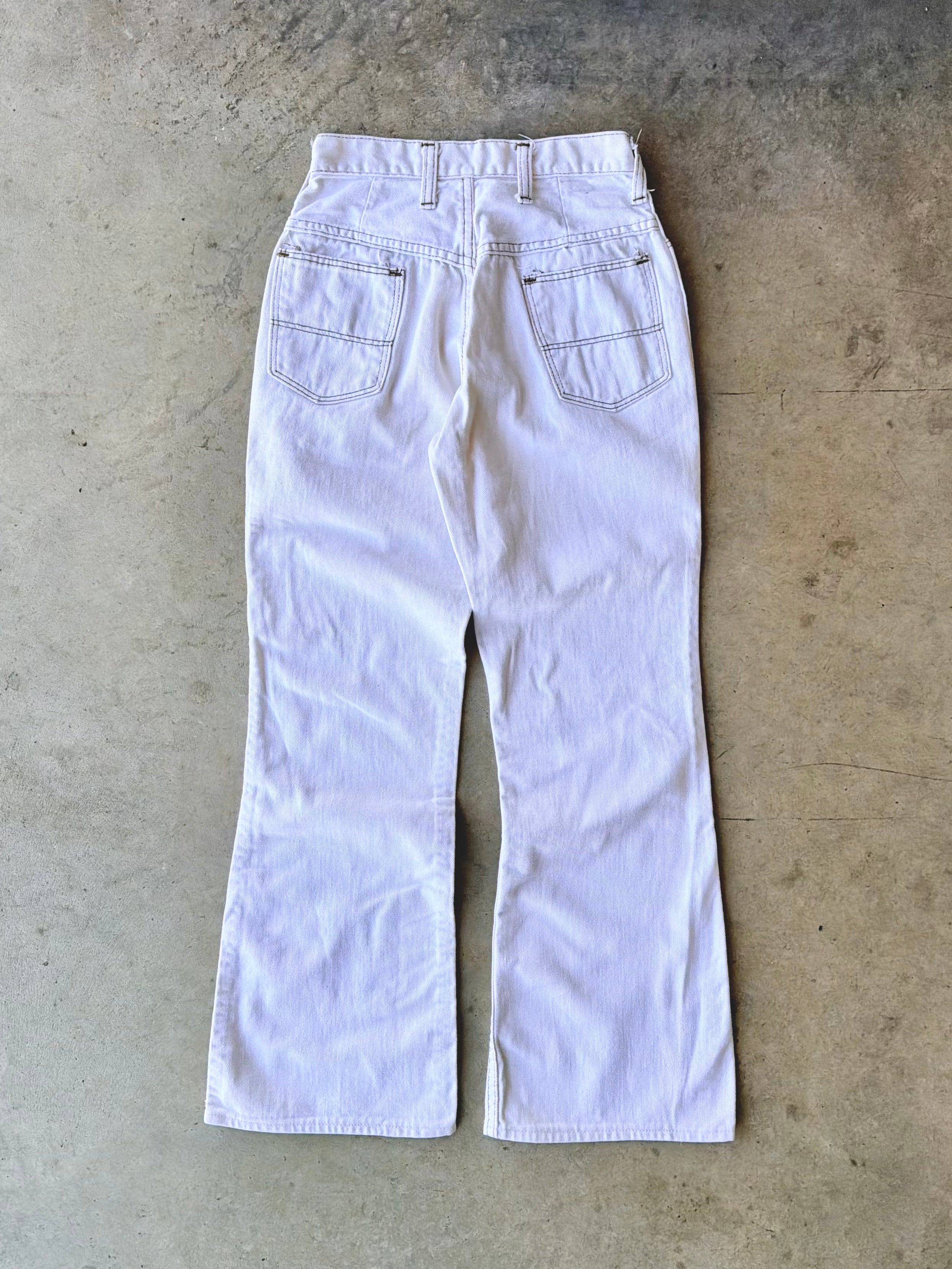 Vintage 1970s White Bellbottoms Pants - (24)