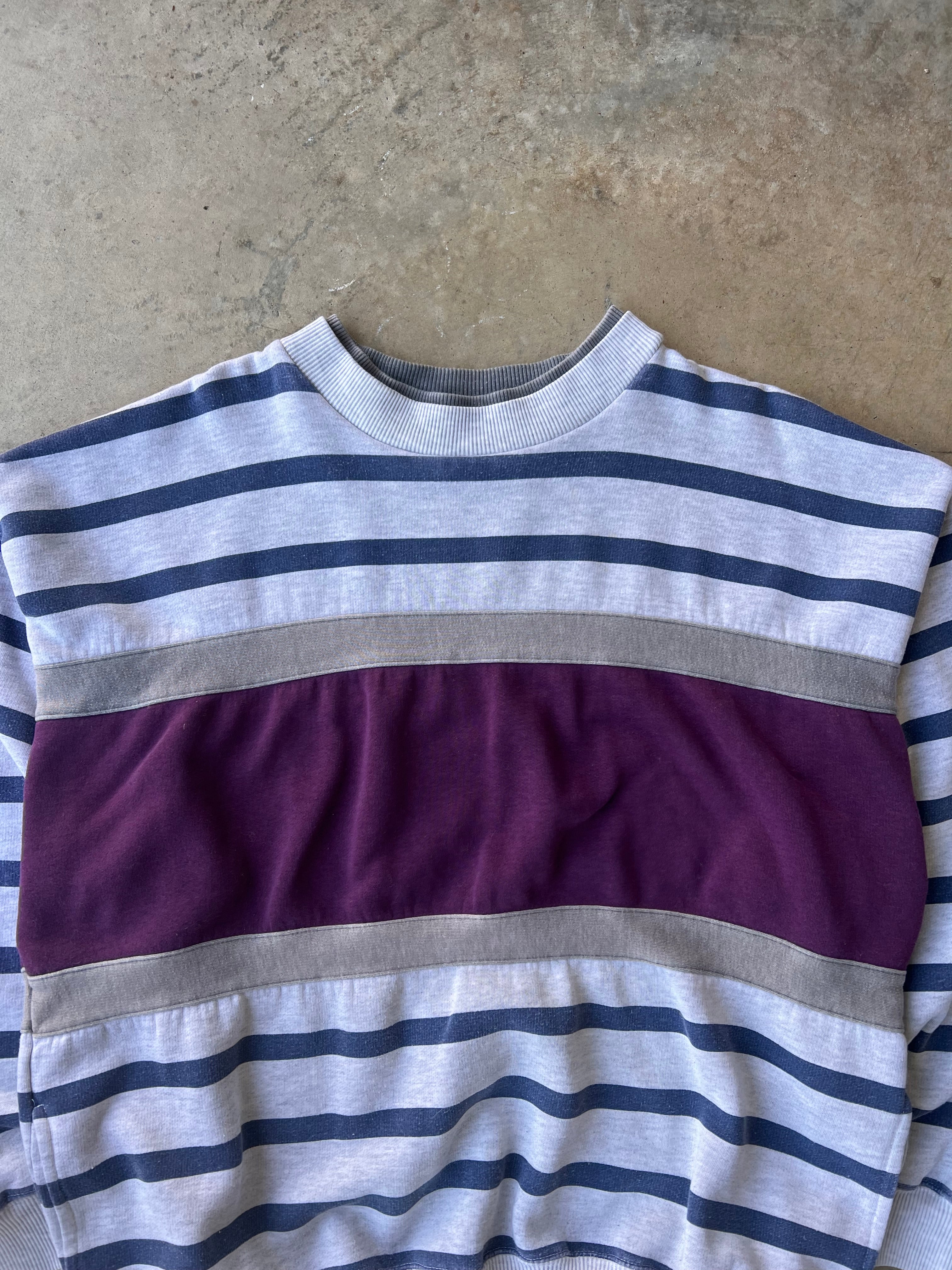 Vintage 1990s Striped Sweatshirt - (L)