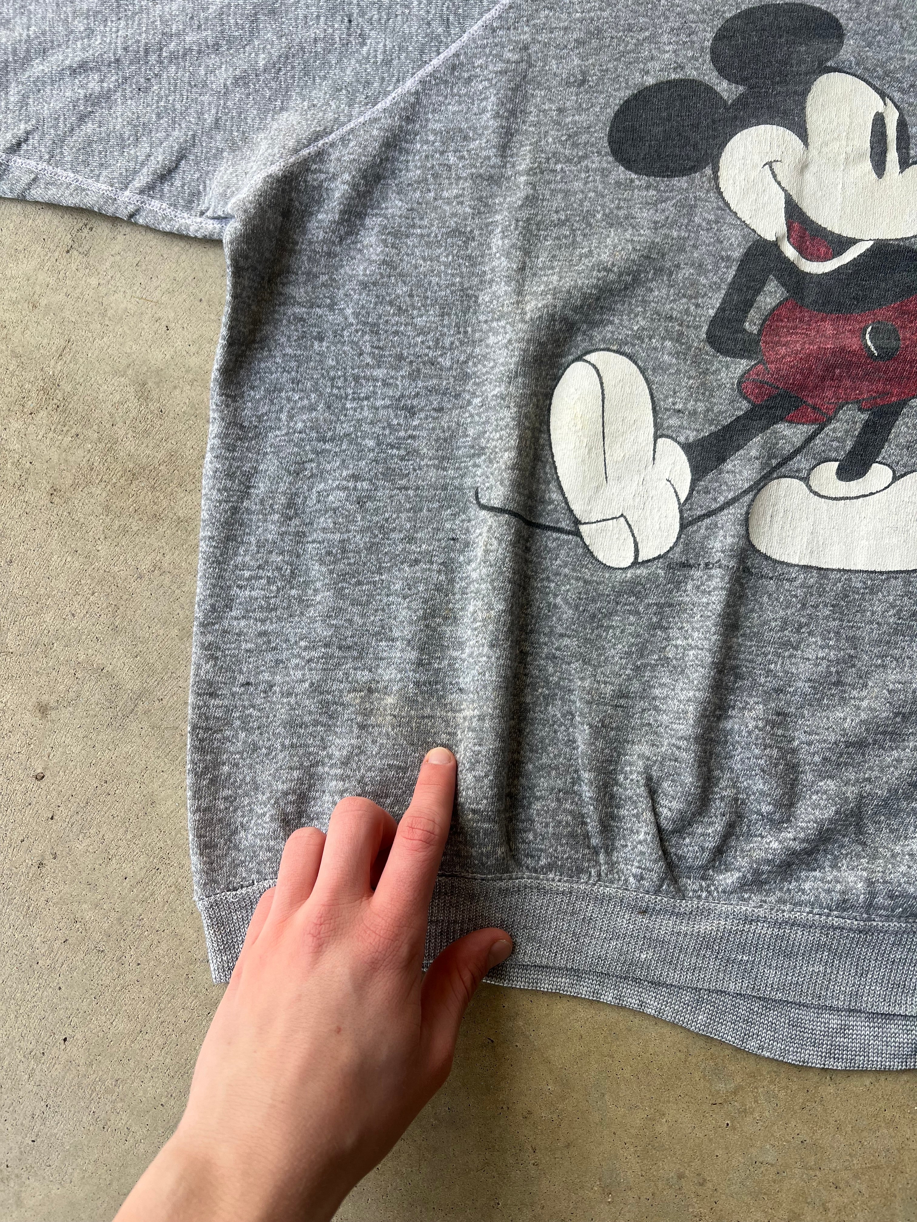 Vintage 1970s Mickey Mouse Grey Raglan Sweatshirt - (S)
