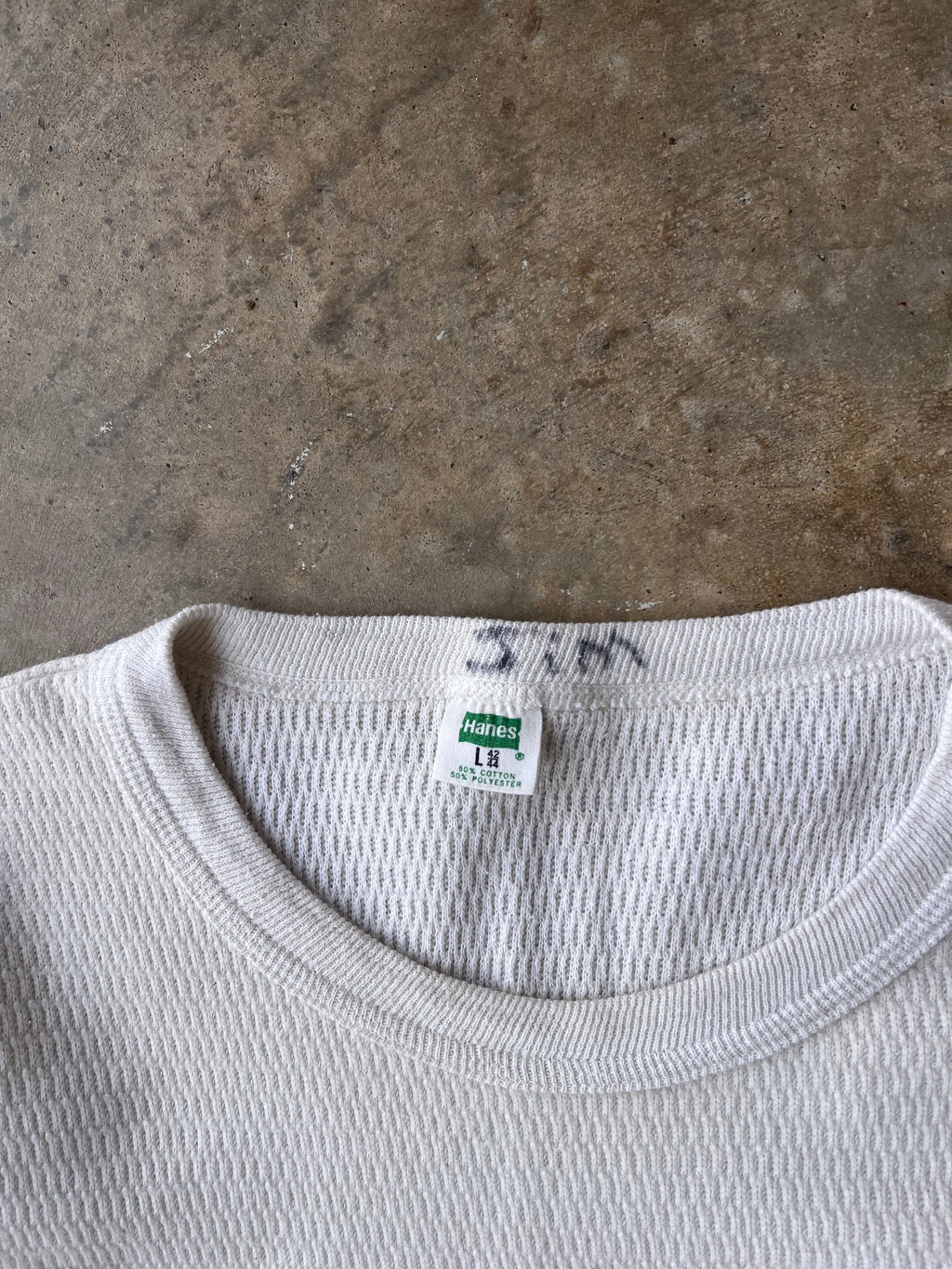 Vintage 1970s Hanes White Thermal - (L)