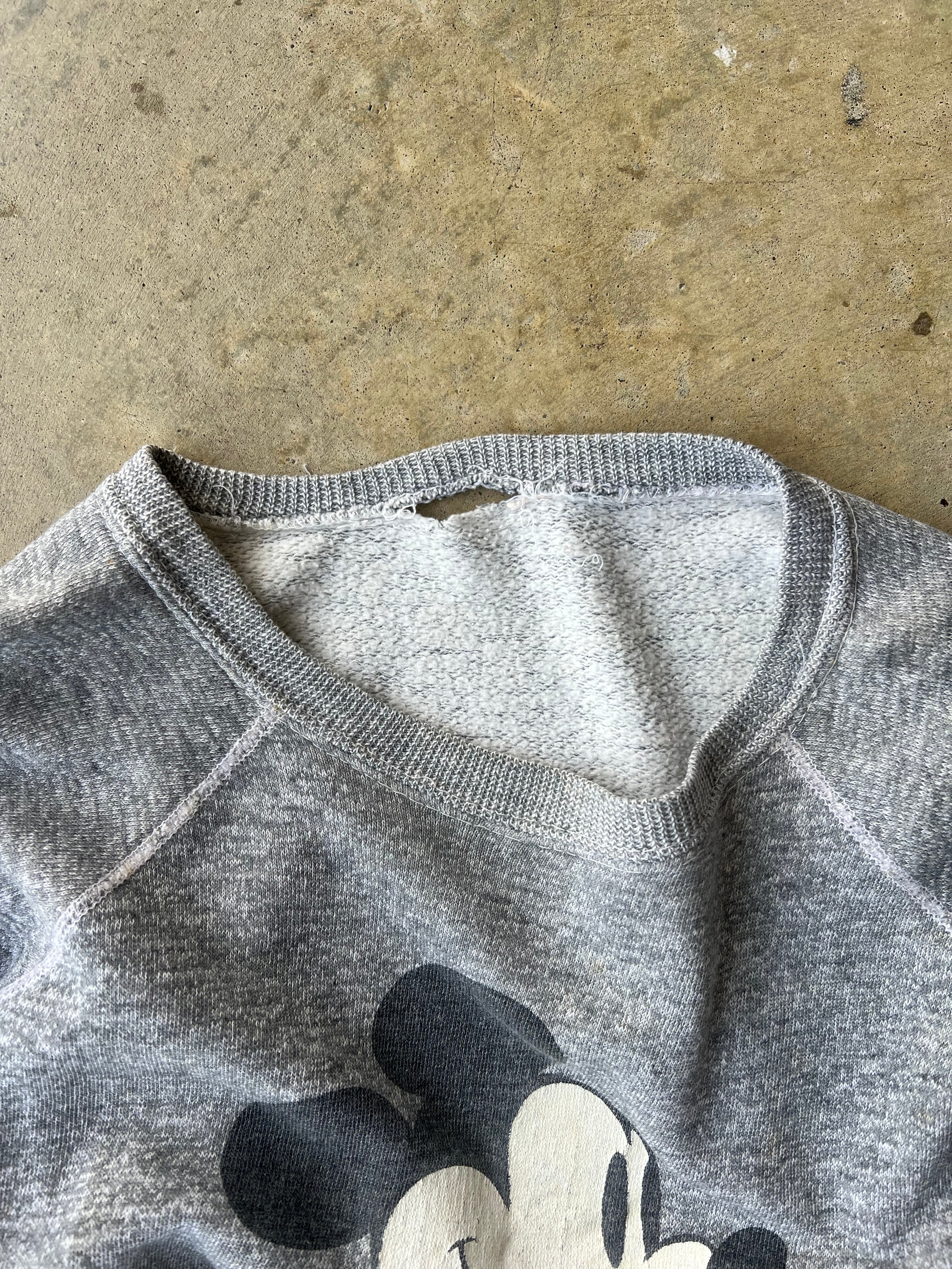 Vintage 1970s Mickey Mouse Grey Raglan Sweatshirt - (S)