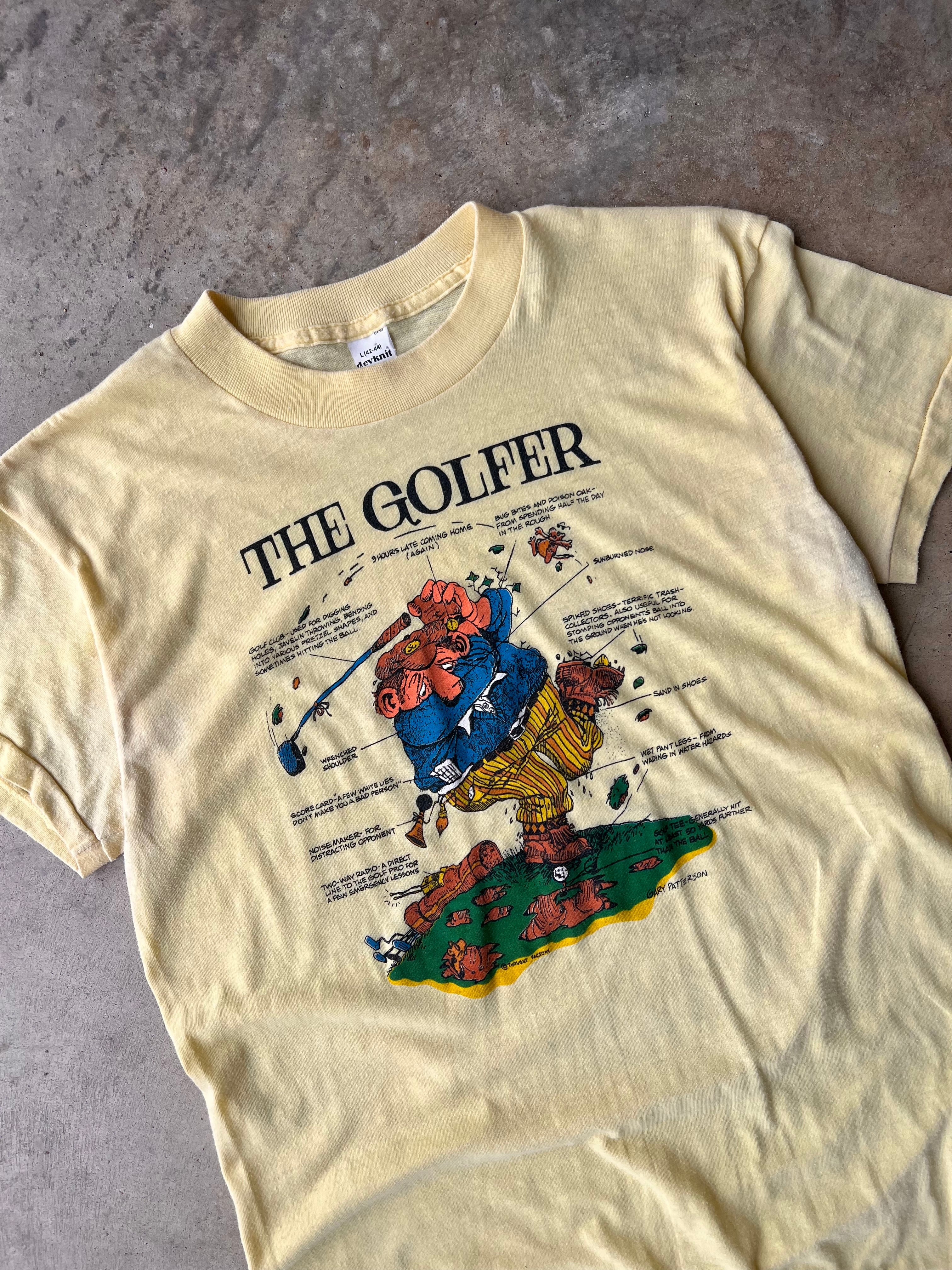 Vintage 1980s Yellow Funny Golfer T-Shirt - (L)