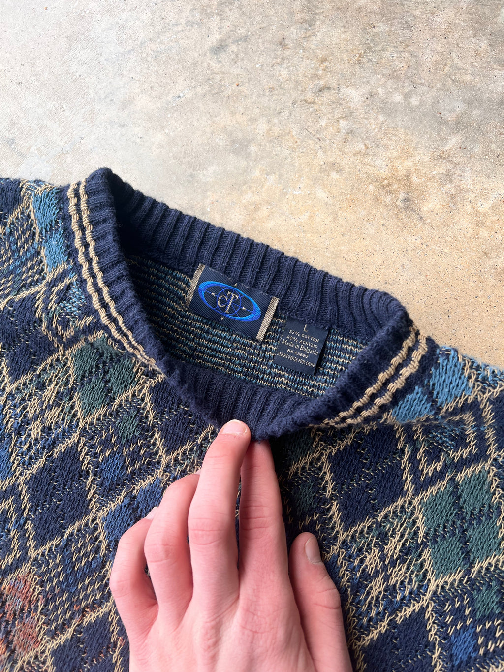 Vintage 1990s Patterned Earth Tone Sweater - (L)