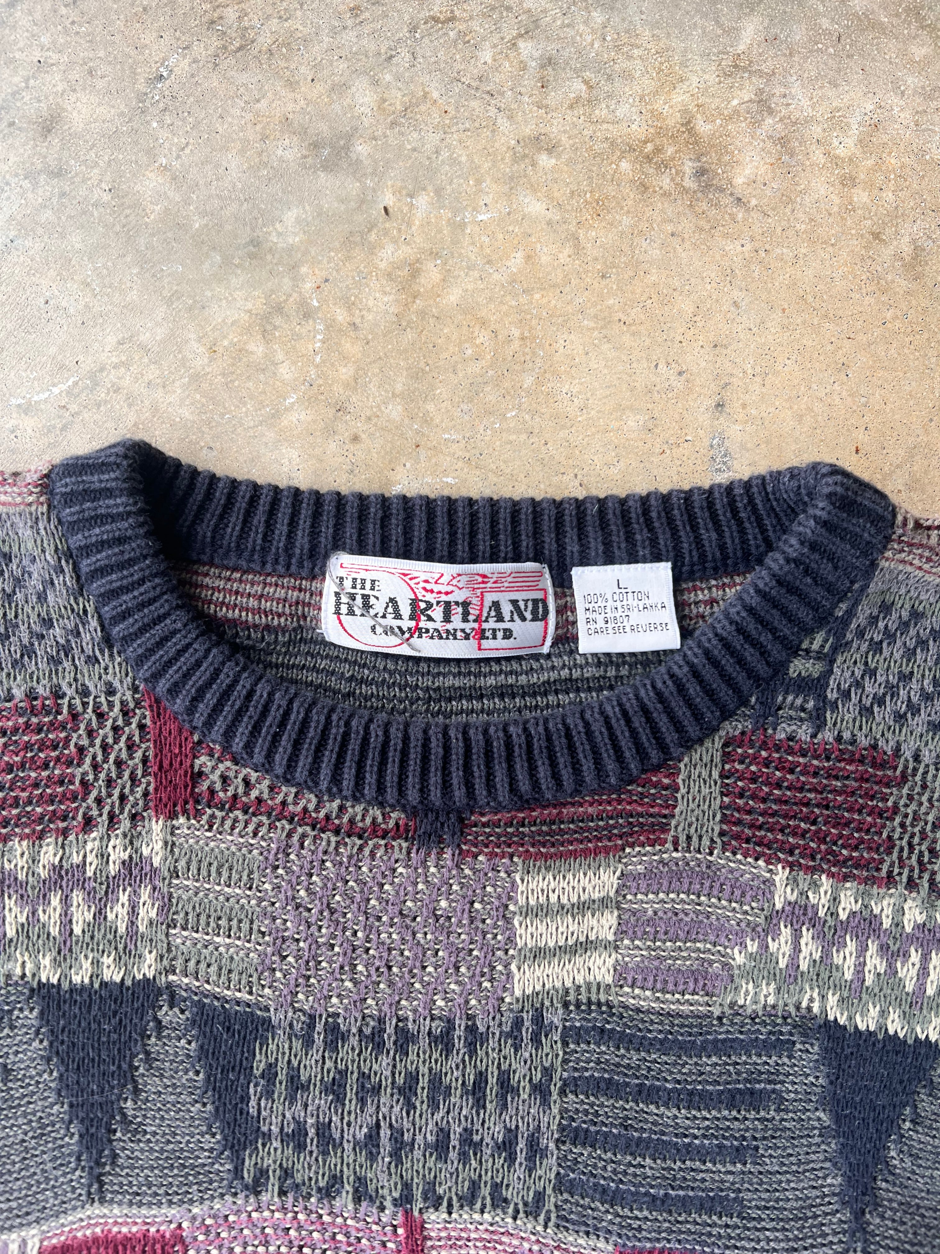 Vintage 1990s Patterned Earth Tone Sweater - (L)