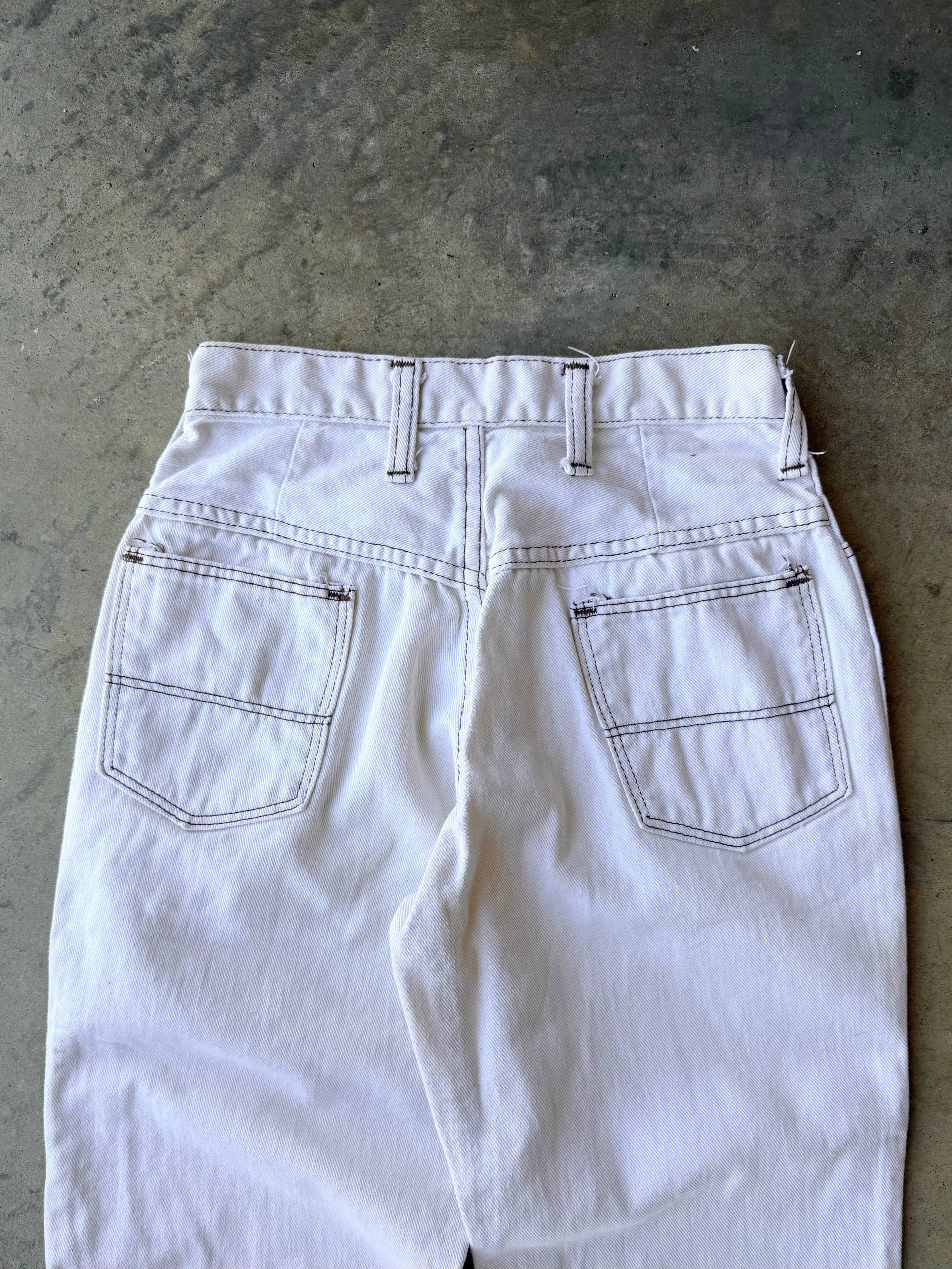 Vintage 1970s White Bellbottoms Pants - (24)