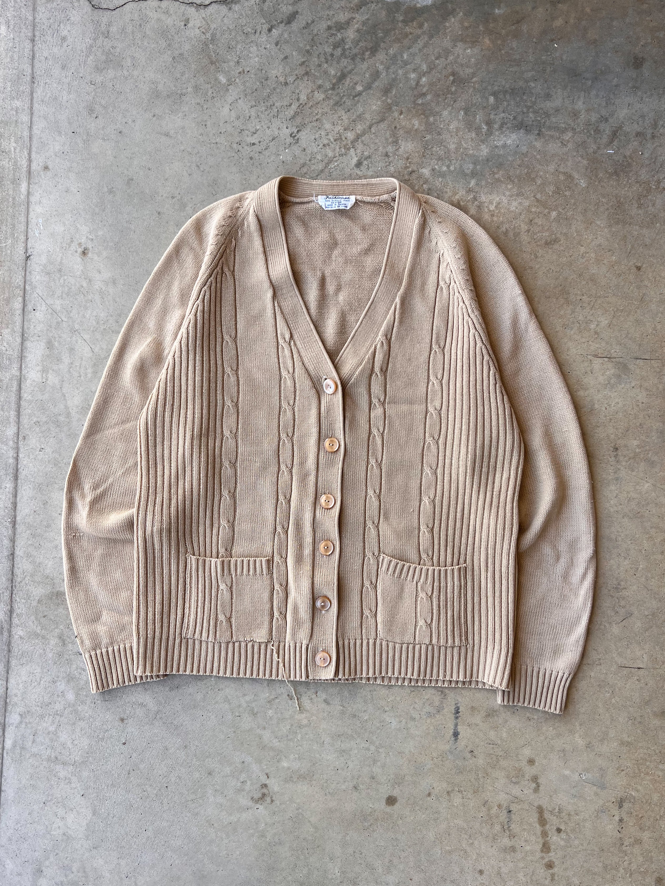 Vintage Tan Buttoned Cardigan - (M)