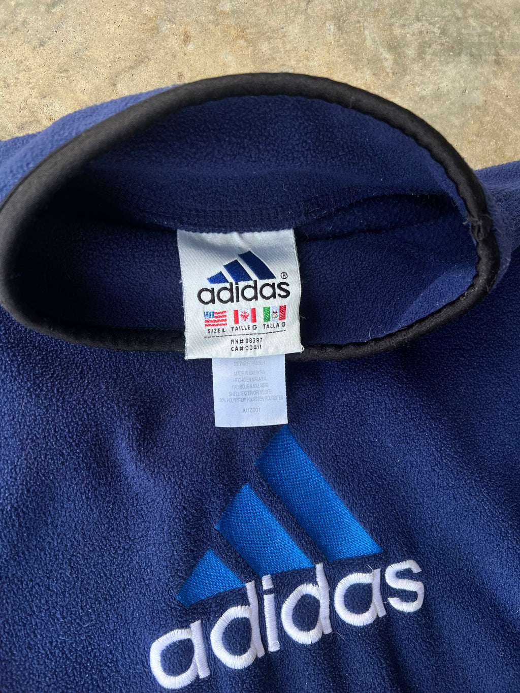 Vintage 1990s Adidas Navy Fleece Pullover - (L)