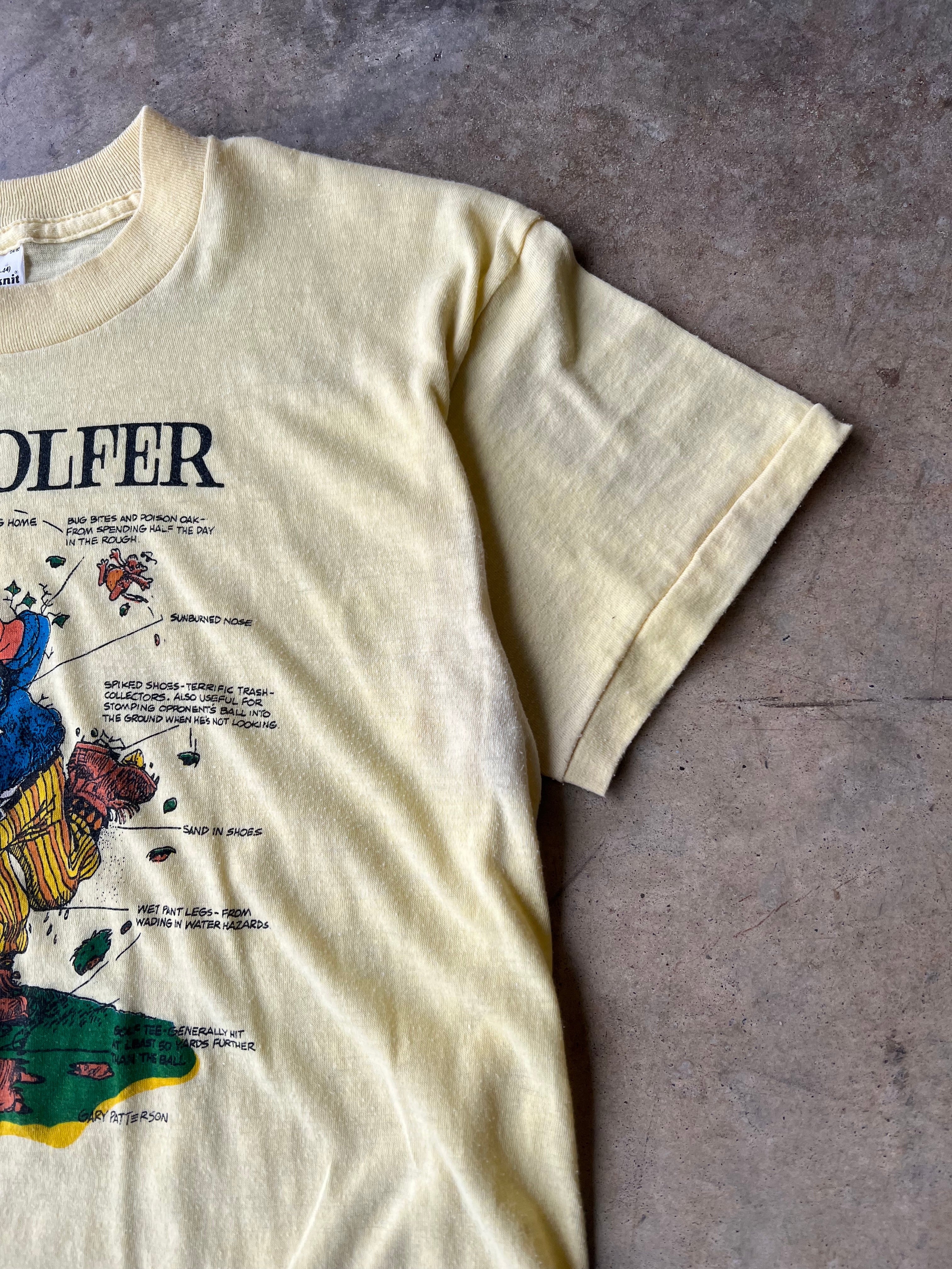 Vintage 1980s Yellow Funny Golfer T-Shirt - (L)