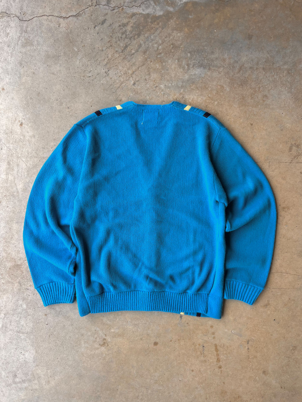 Vintage 1970s Striped Blue Cardigan - (L)