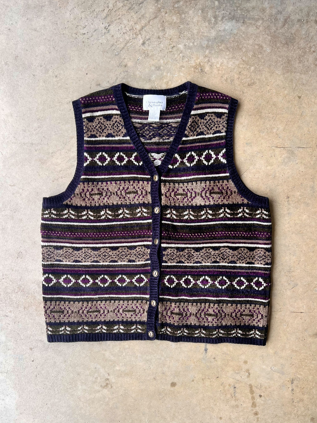 Vintage Sweater Zip-Up Earth Tone - (L)