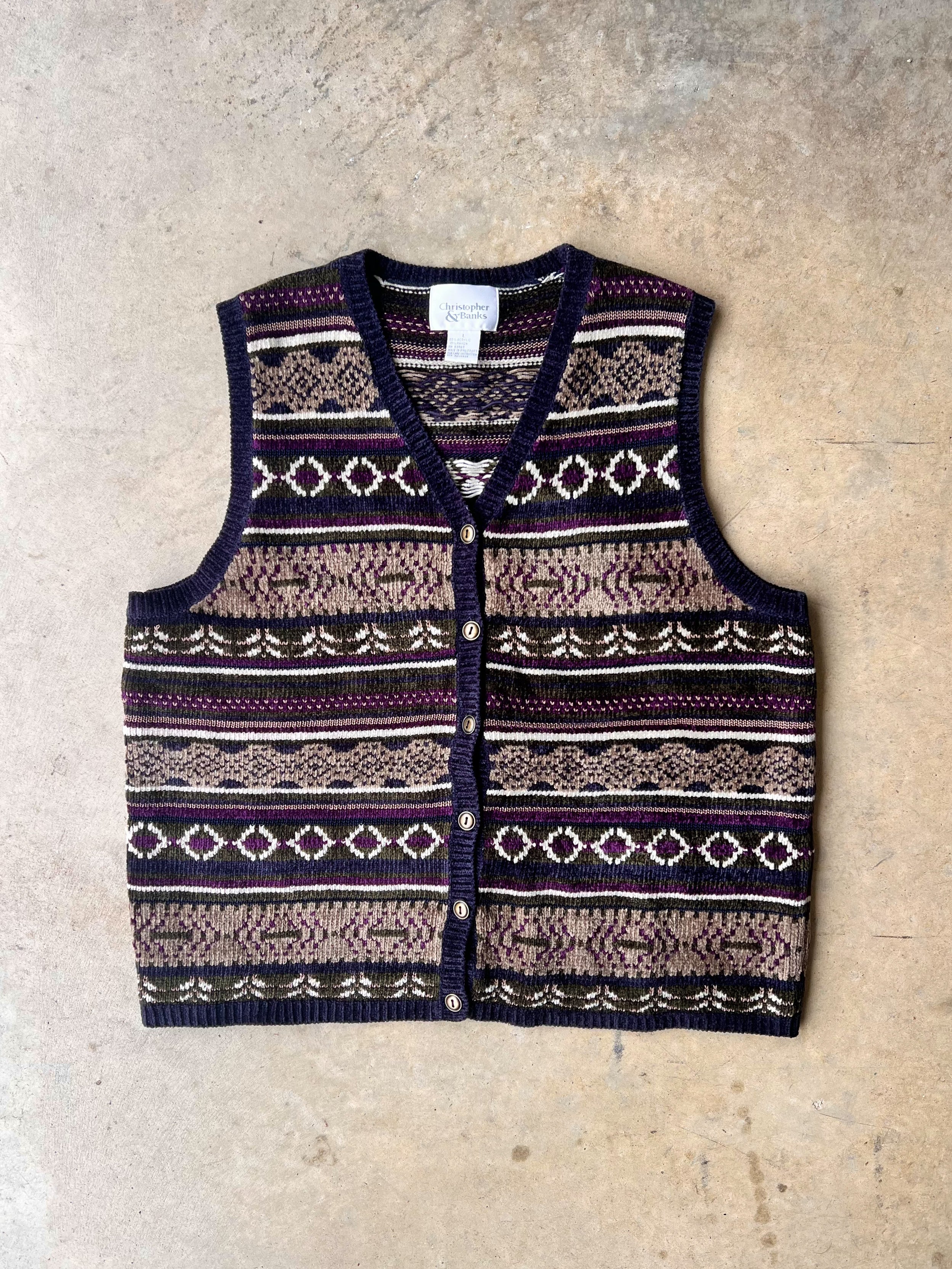 Vintage Sweater Zip-Up Earth Tone - (L)