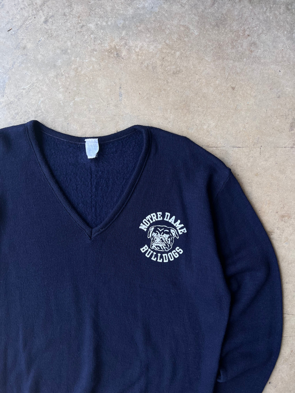 Vintage 1960s Navy Bulldogs V-Neck Sweater - (L)