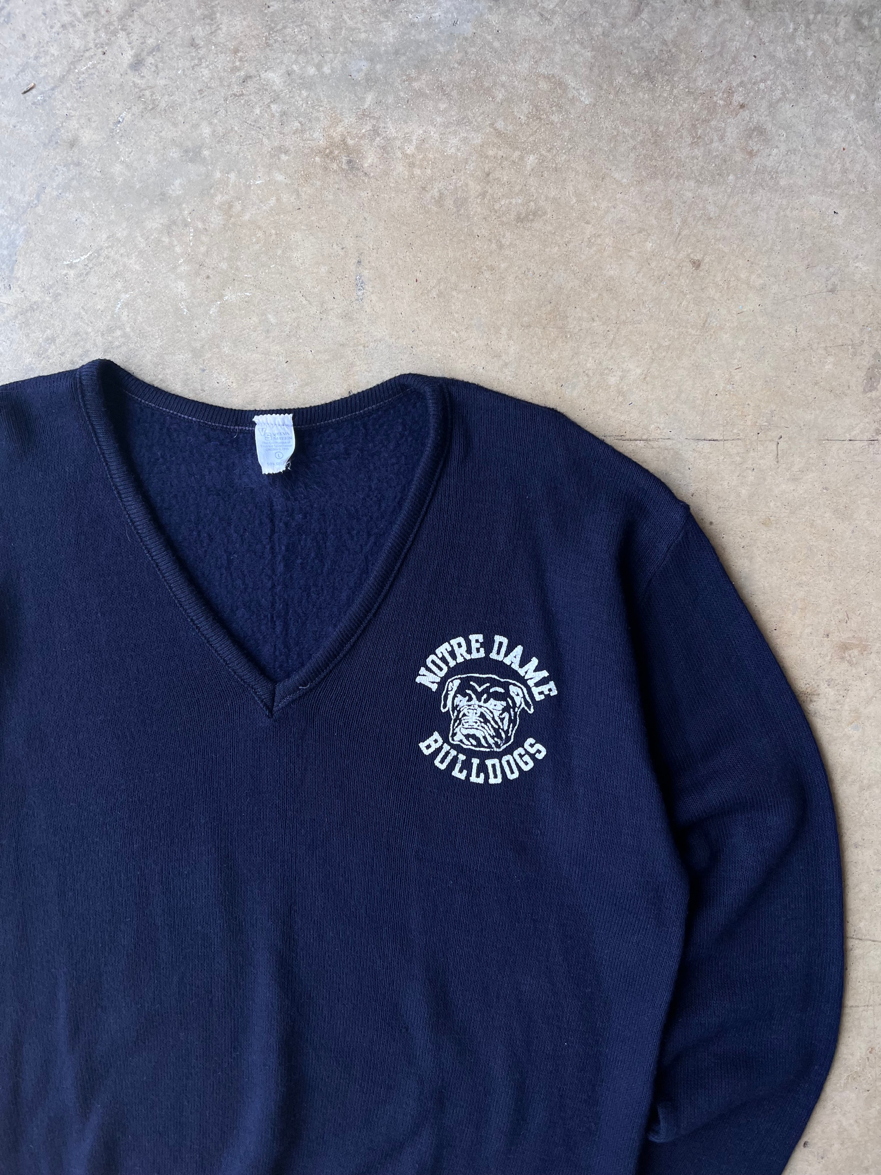 Vintage 1960s Navy Bulldogs V-Neck Sweater - (L)
