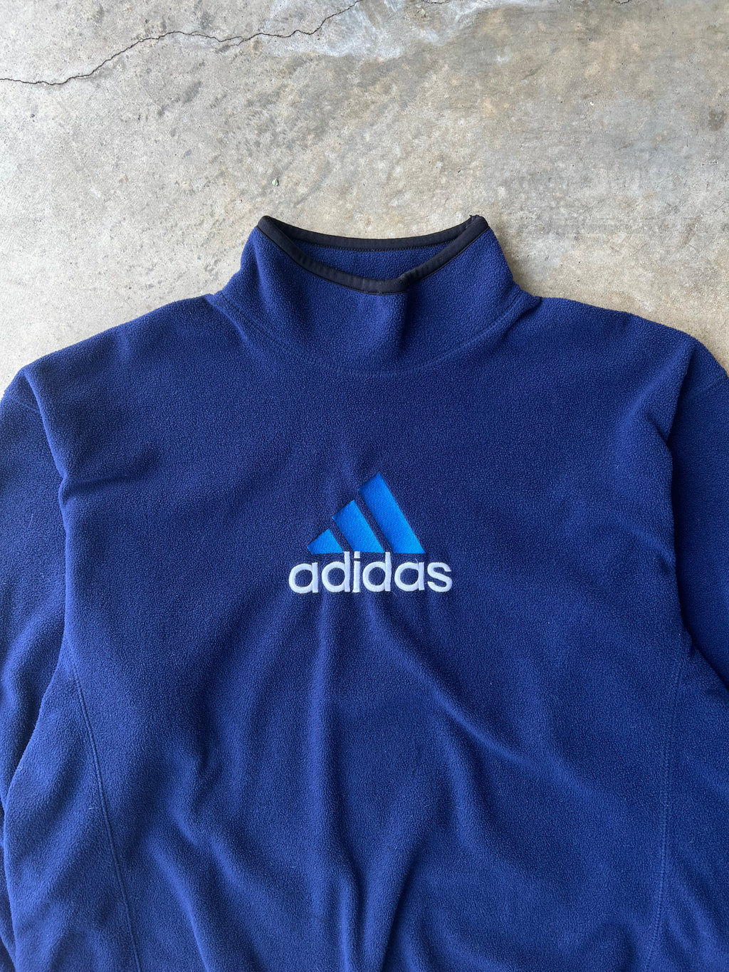 Vintage 1990s Adidas Navy Fleece Pullover - (L)