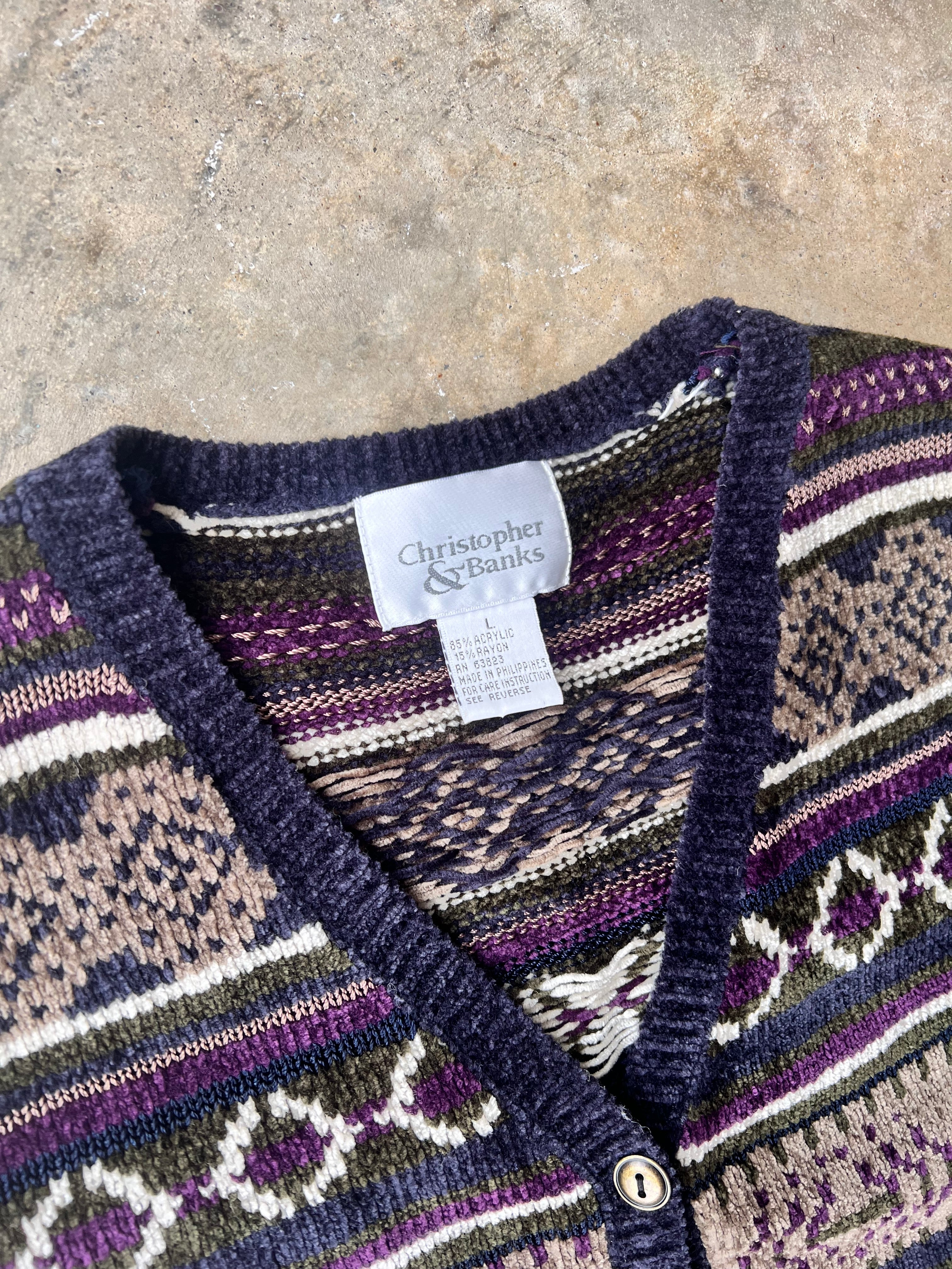 Vintage Sweater Zip-Up Earth Tone - (L)