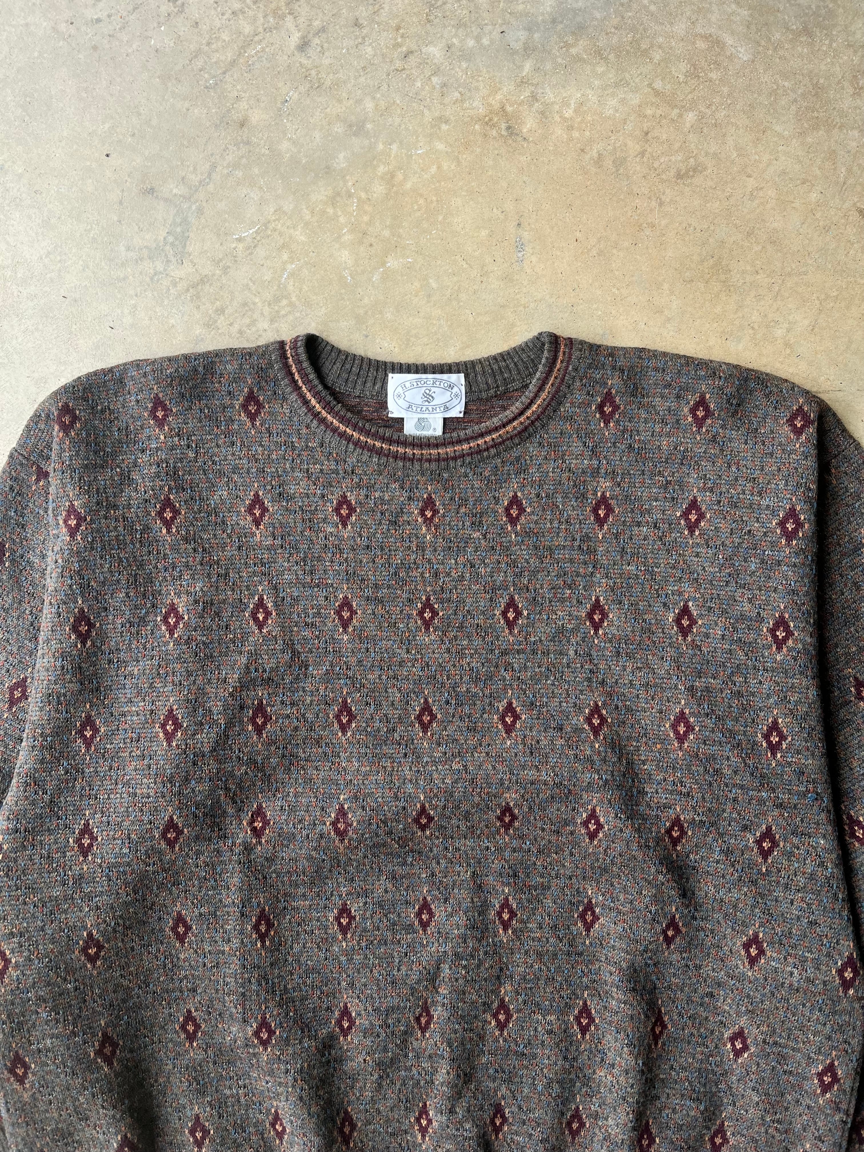 Vintage 1990s Wool Earth Tone Patterned Sweater - (L)