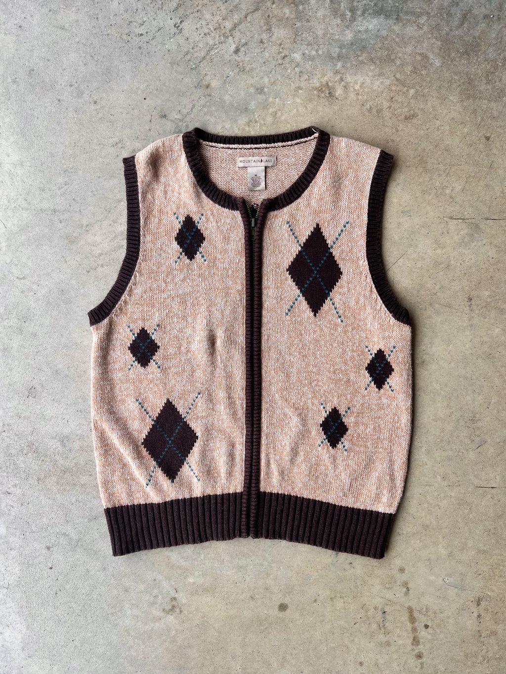 Vintage Zip-Up Sweater Vest Earth Tone - (M)