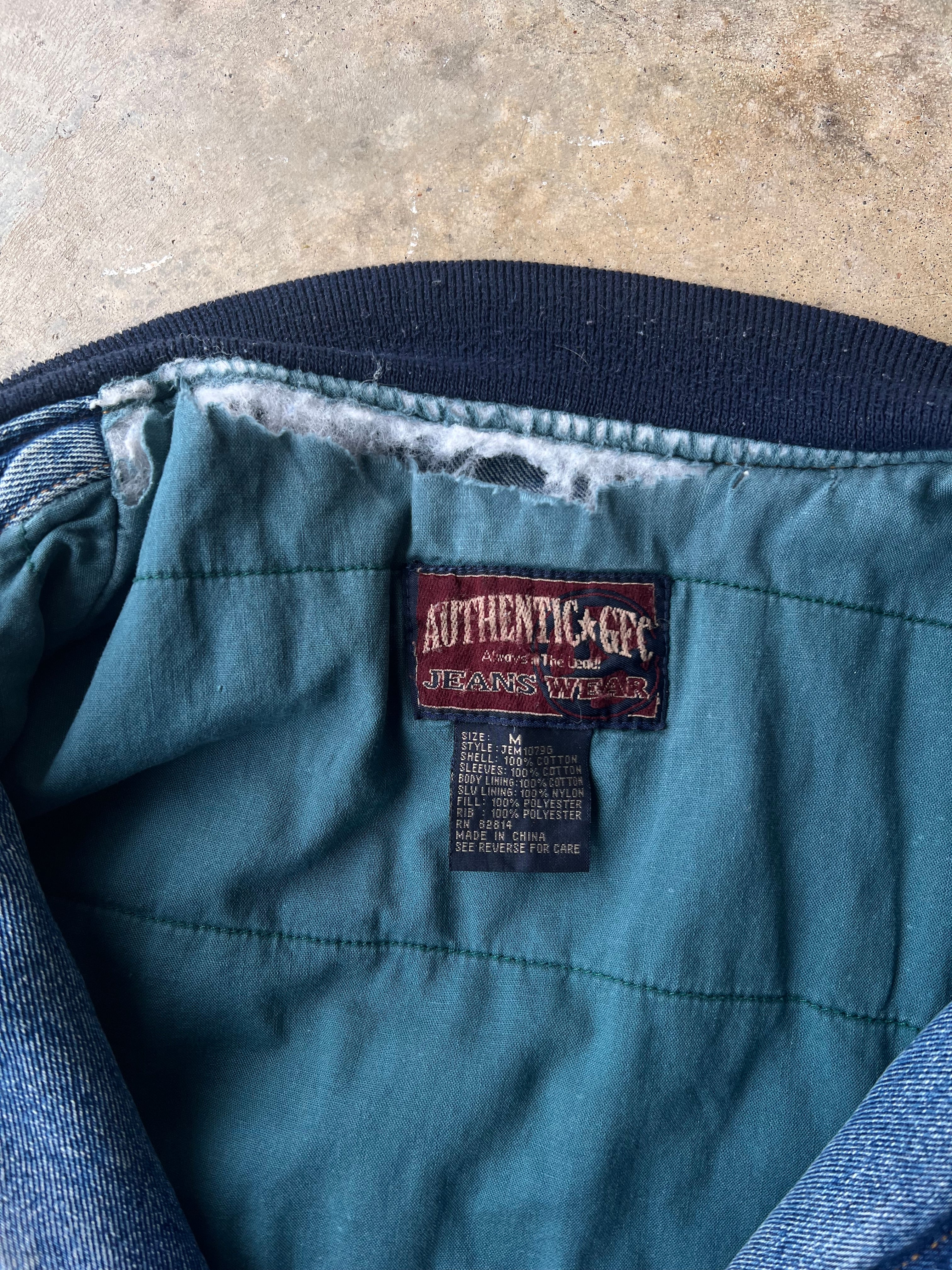 Vintage 90s Faded Distressed Two Tone Jean Jacket - (M)