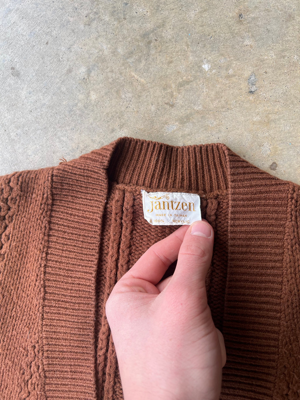 Vintage 1970s Brown Earth Tone Cardigan - (M)