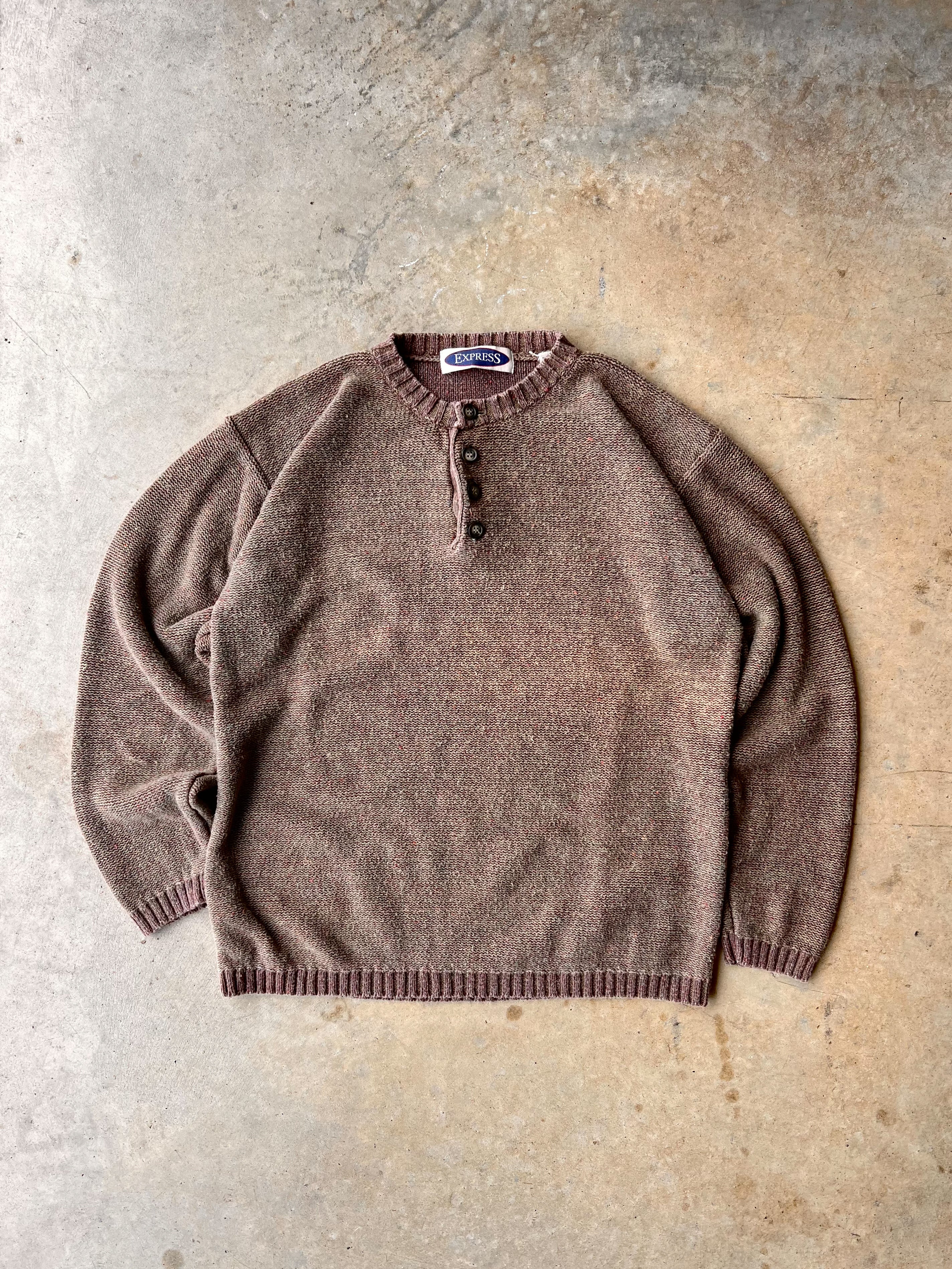 Vintage 1990s Henley Earth Tone Sweater - (S)