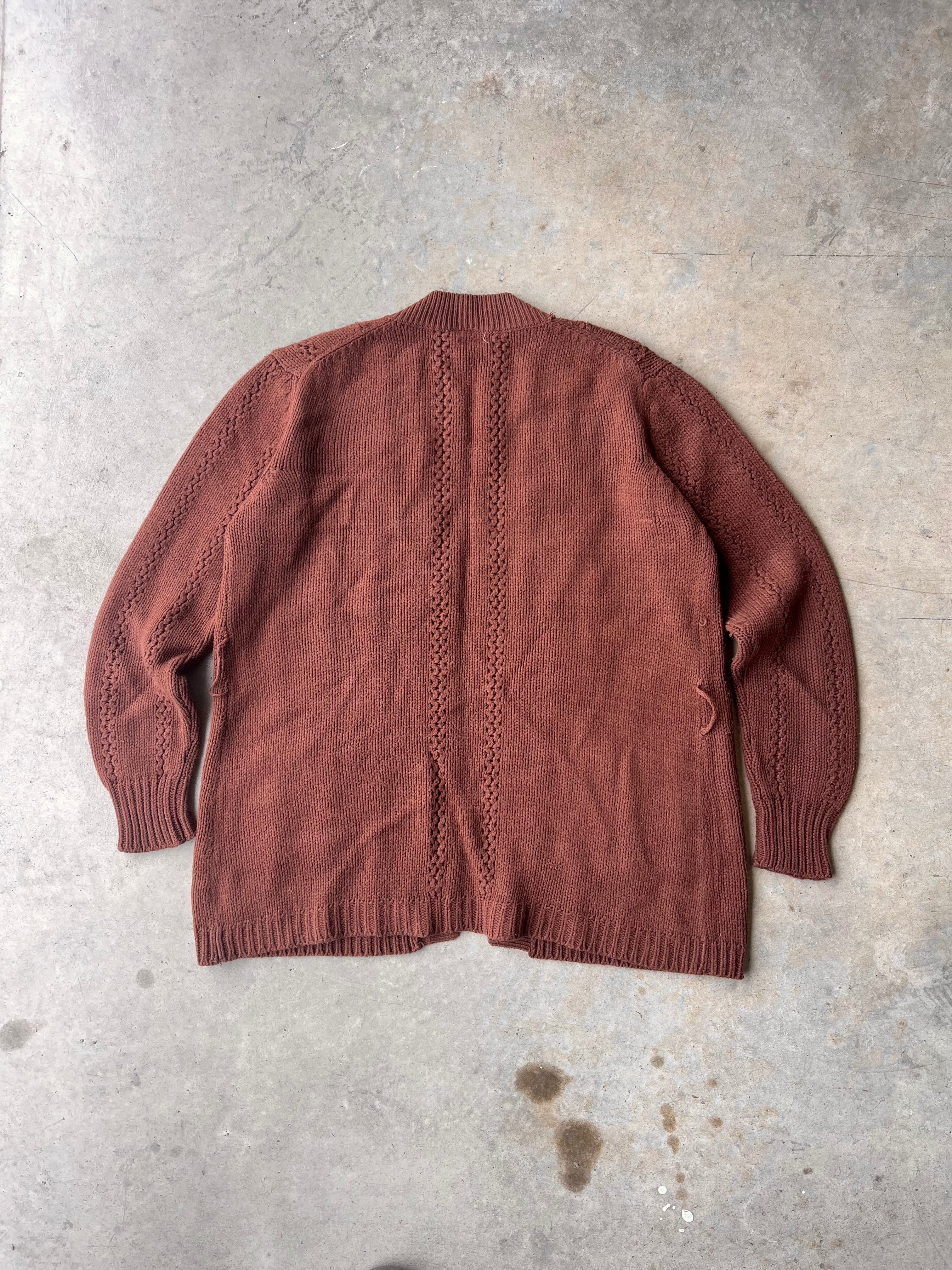 Vintage 1970s Brown Earth Tone Cardigan - (M)