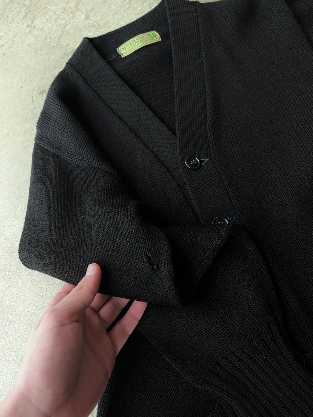 Vintage 1950s Black Wool Cardigan - (S)