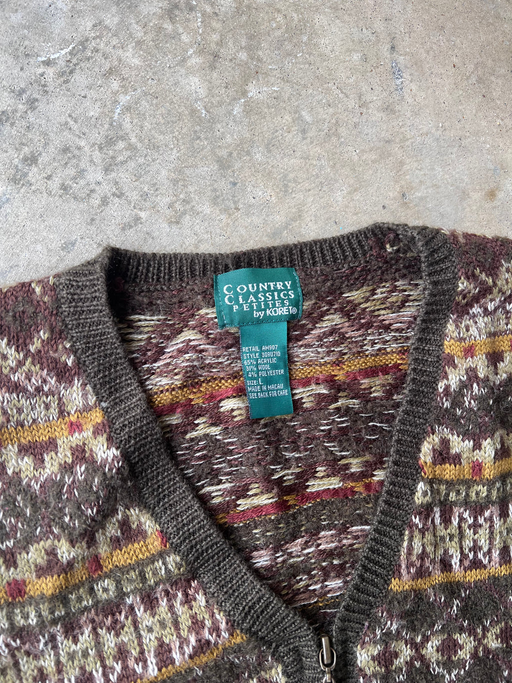 Vintage Zip-Up Sweater Vest Earth Tone - (L)